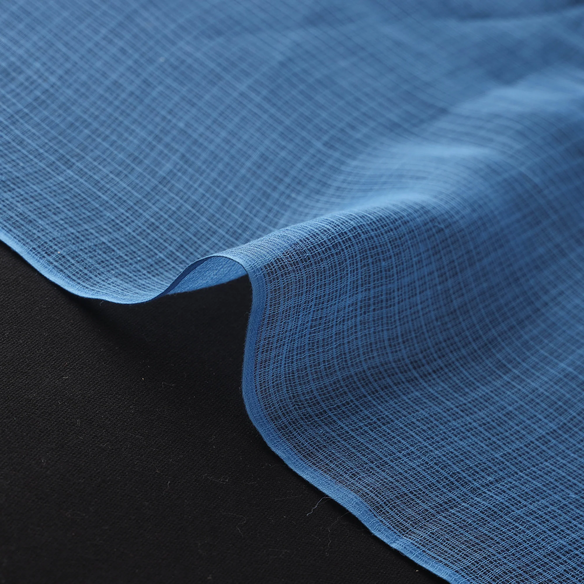 Blue - Kota Doria Cotton Plain Fabric 04 - Image 4