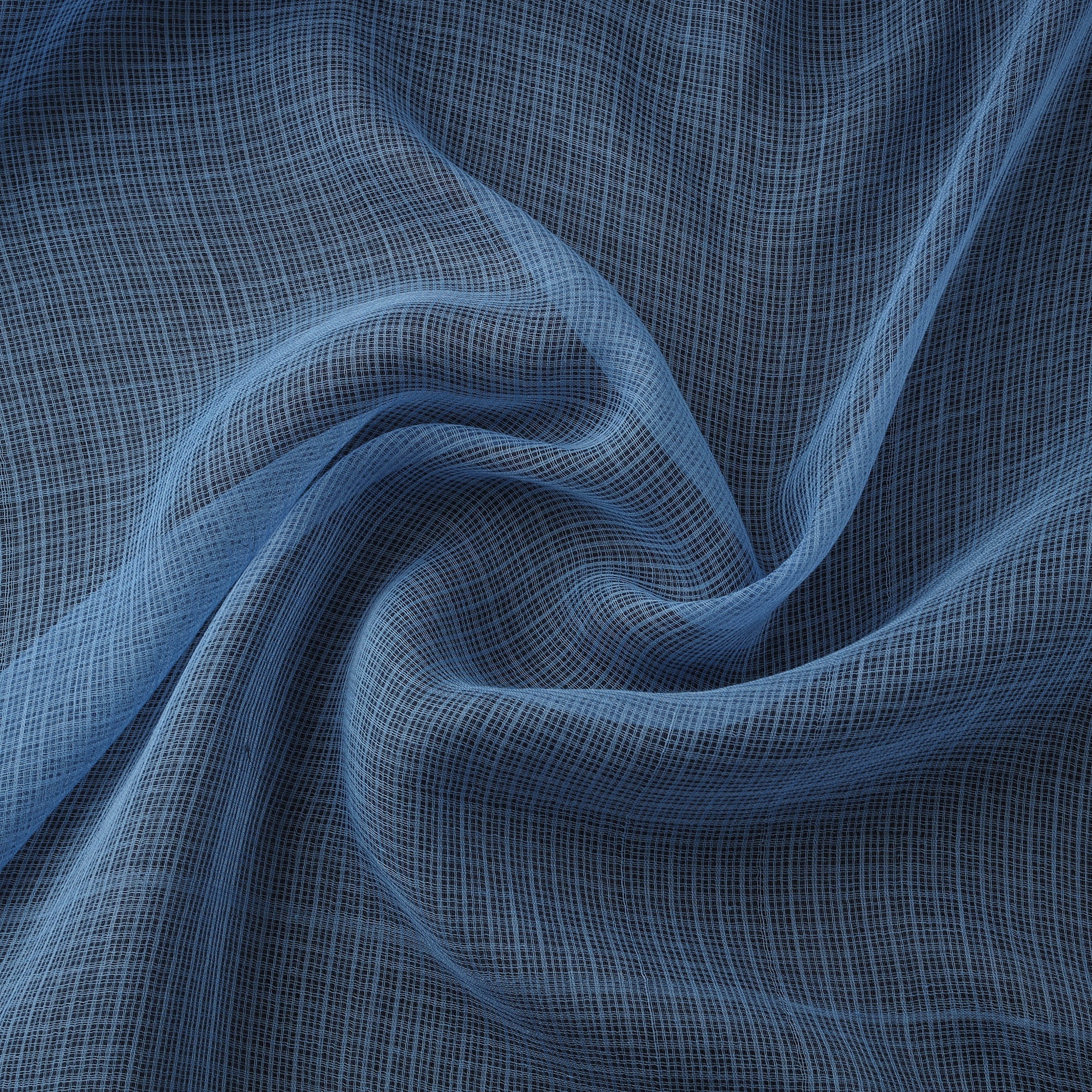 Blue - Kota Doria Cotton Plain Fabric 05 - Image 3