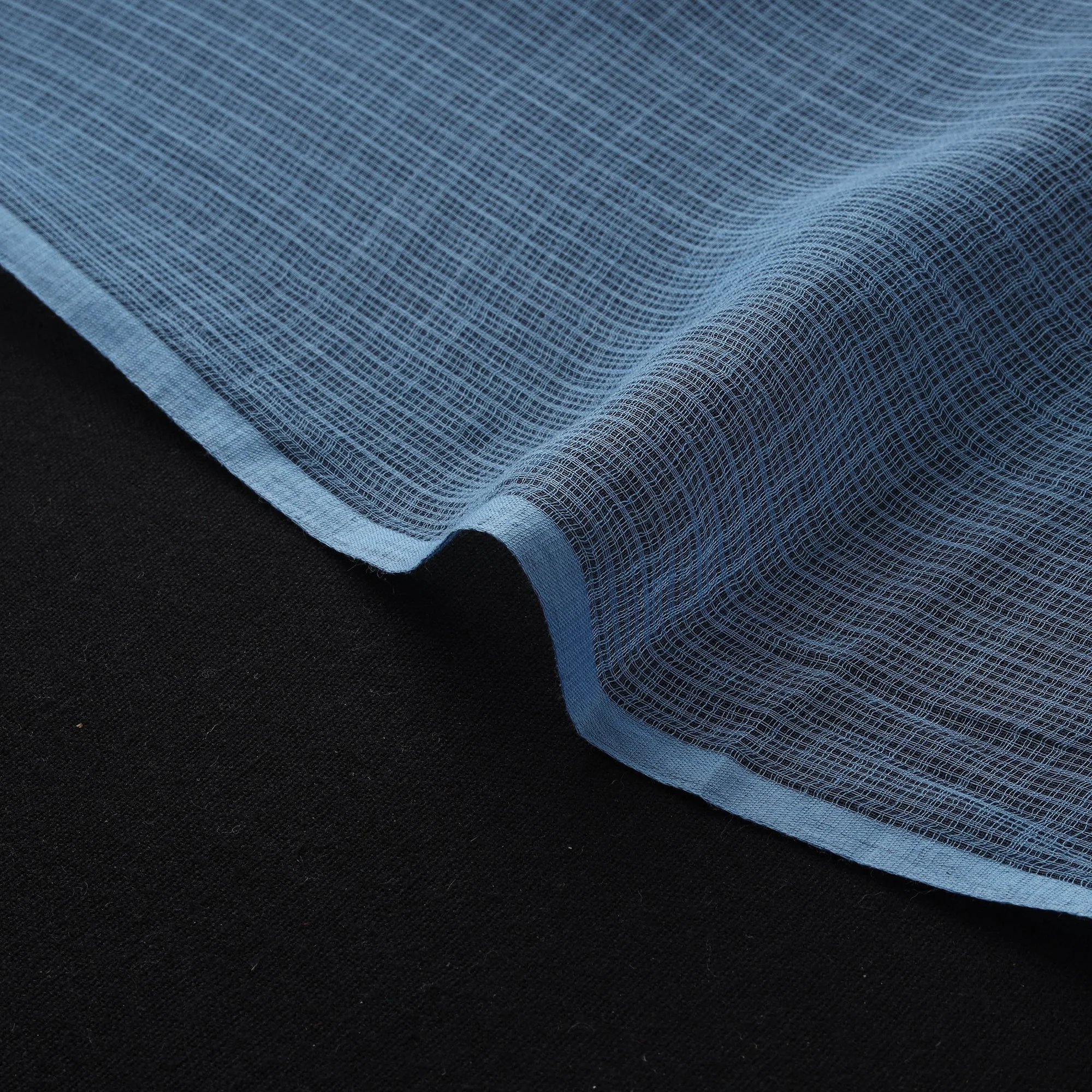 Blue - Kota Doria Cotton Plain Fabric 05 - Image 4