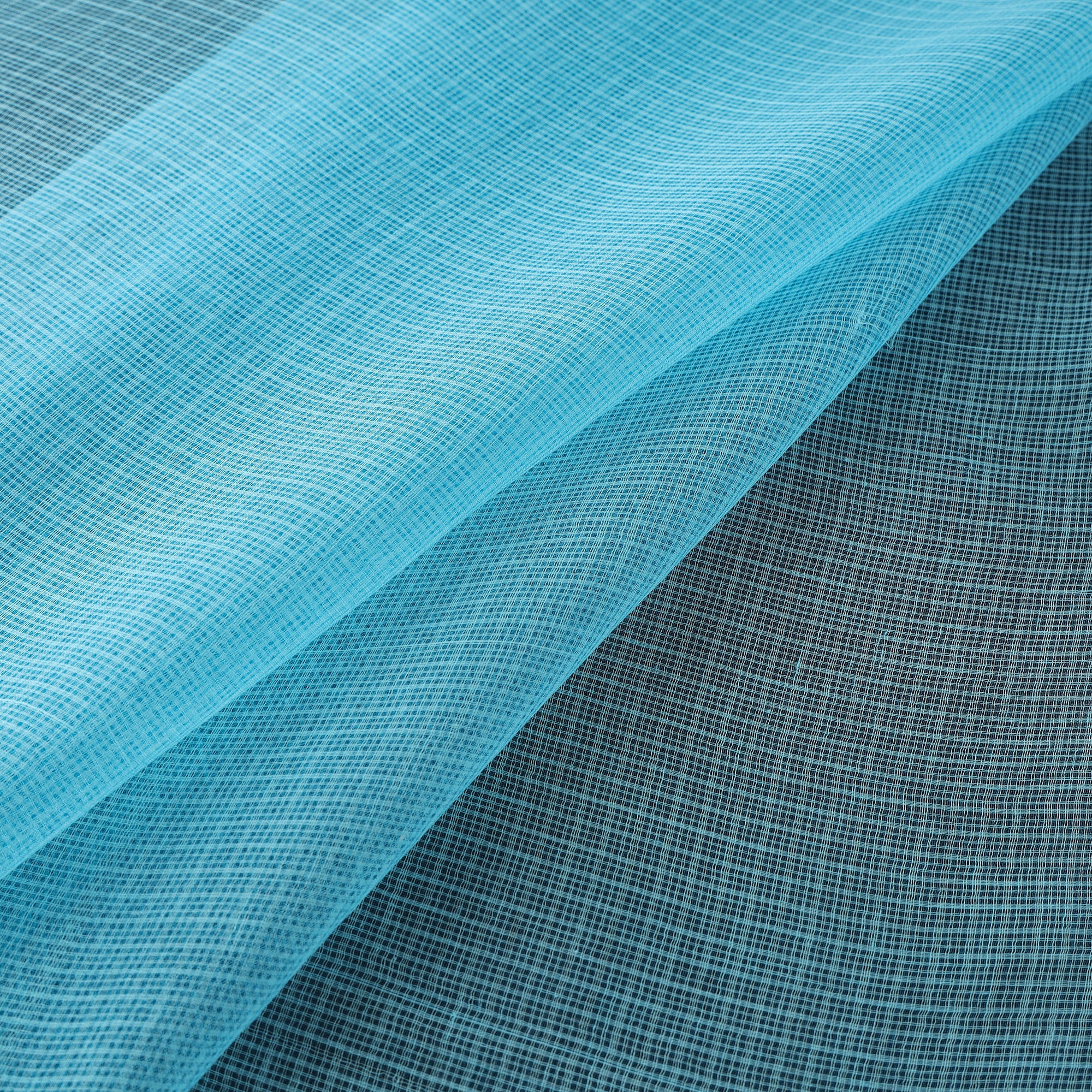 Blue - Kota Doria Cotton Plain Fabric 05