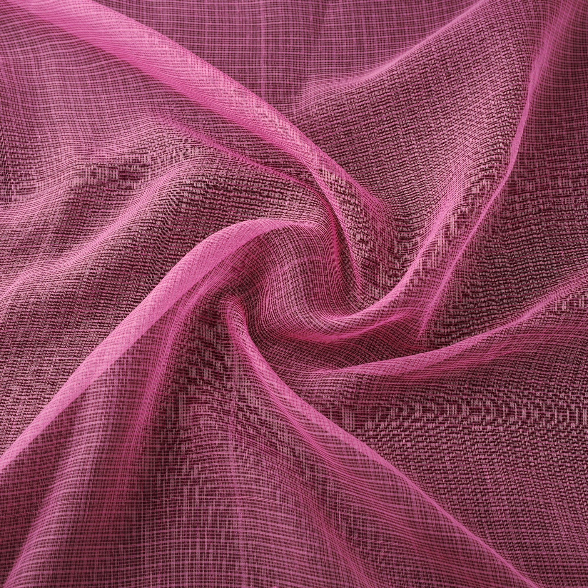 Pink - Kota Doria Cotton Plain Fabric 14 - Image 3