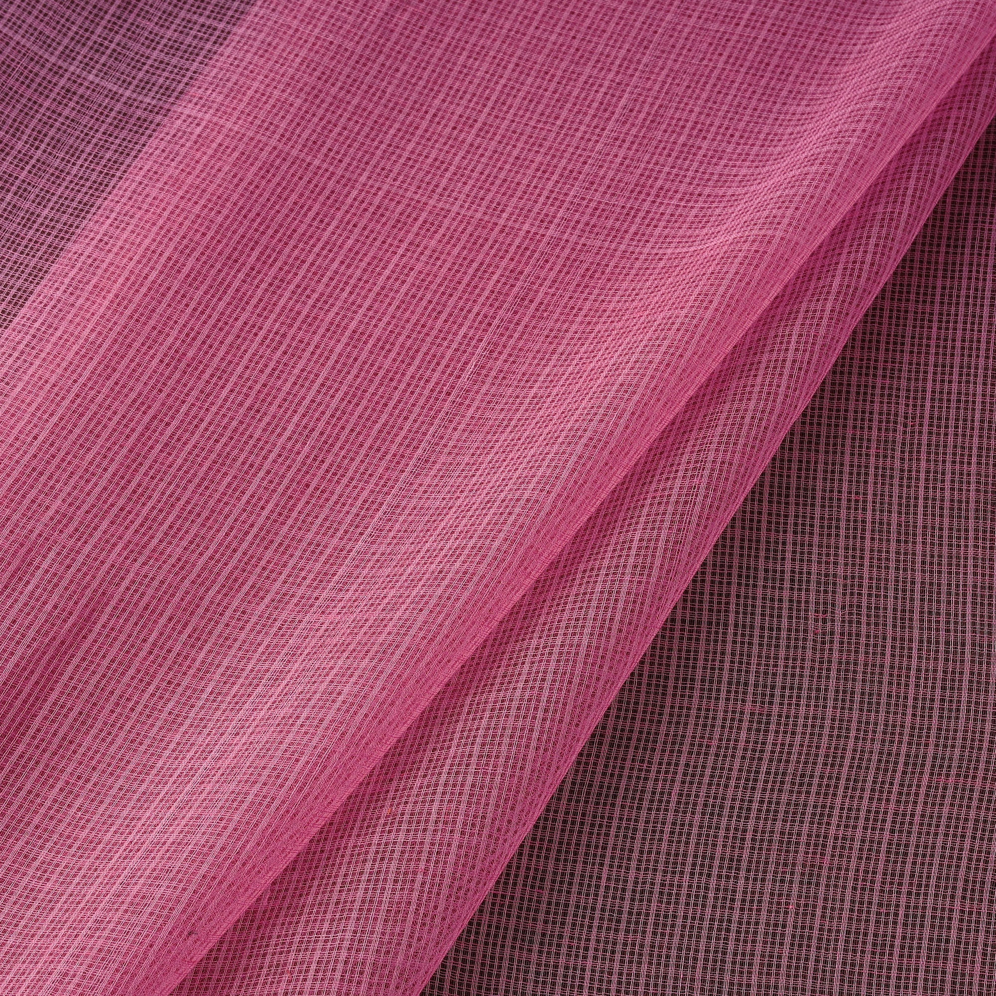 Pink - Kota Doria Cotton Plain Fabric 16