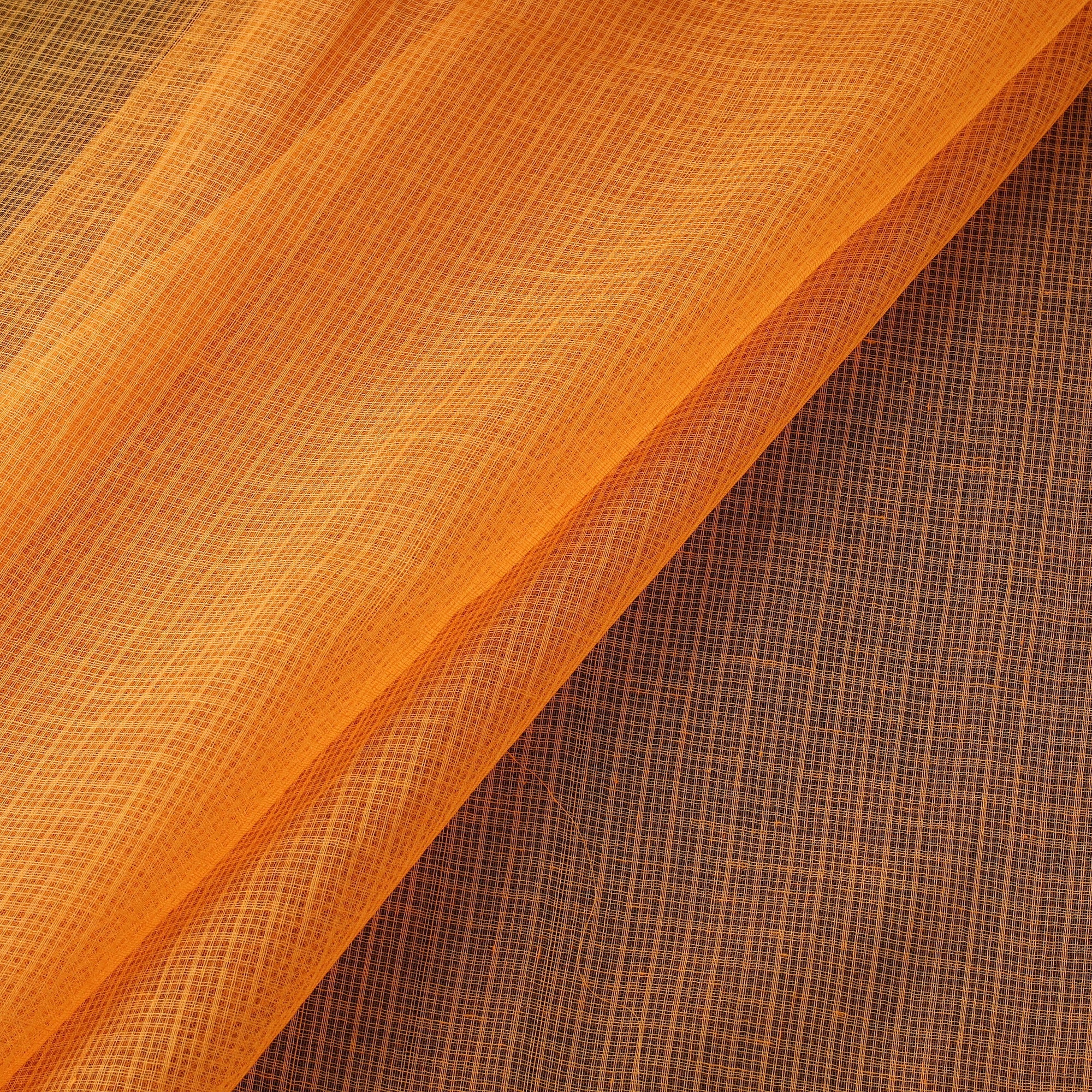 Orange - Kota Doria Cotton Plain Fabric 19
