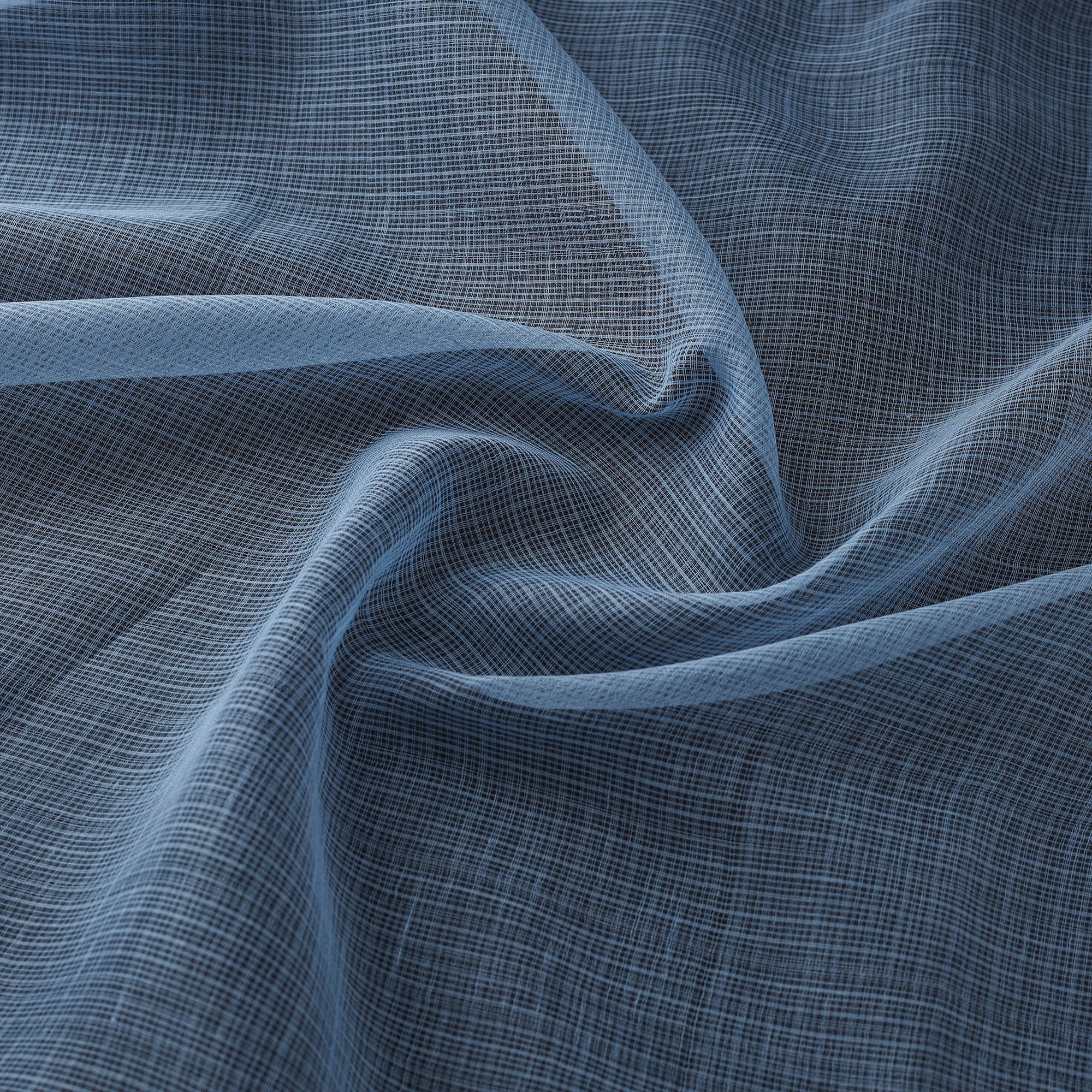 Blue - Kota Doria Cotton Plain Fabric 19 - Image 3
