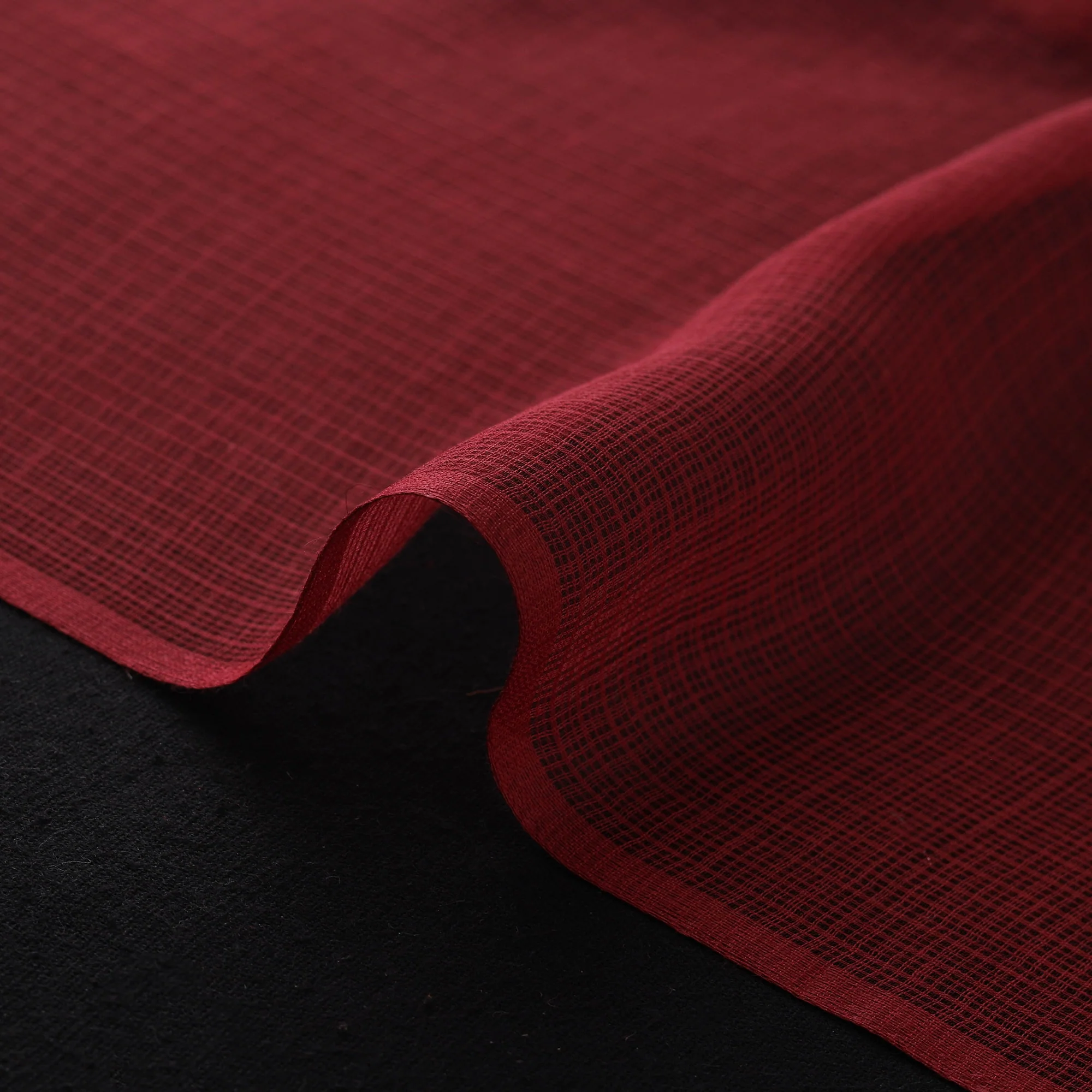 Maroon - Kota Doria Cotton Plain Fabric 21 - Image 4