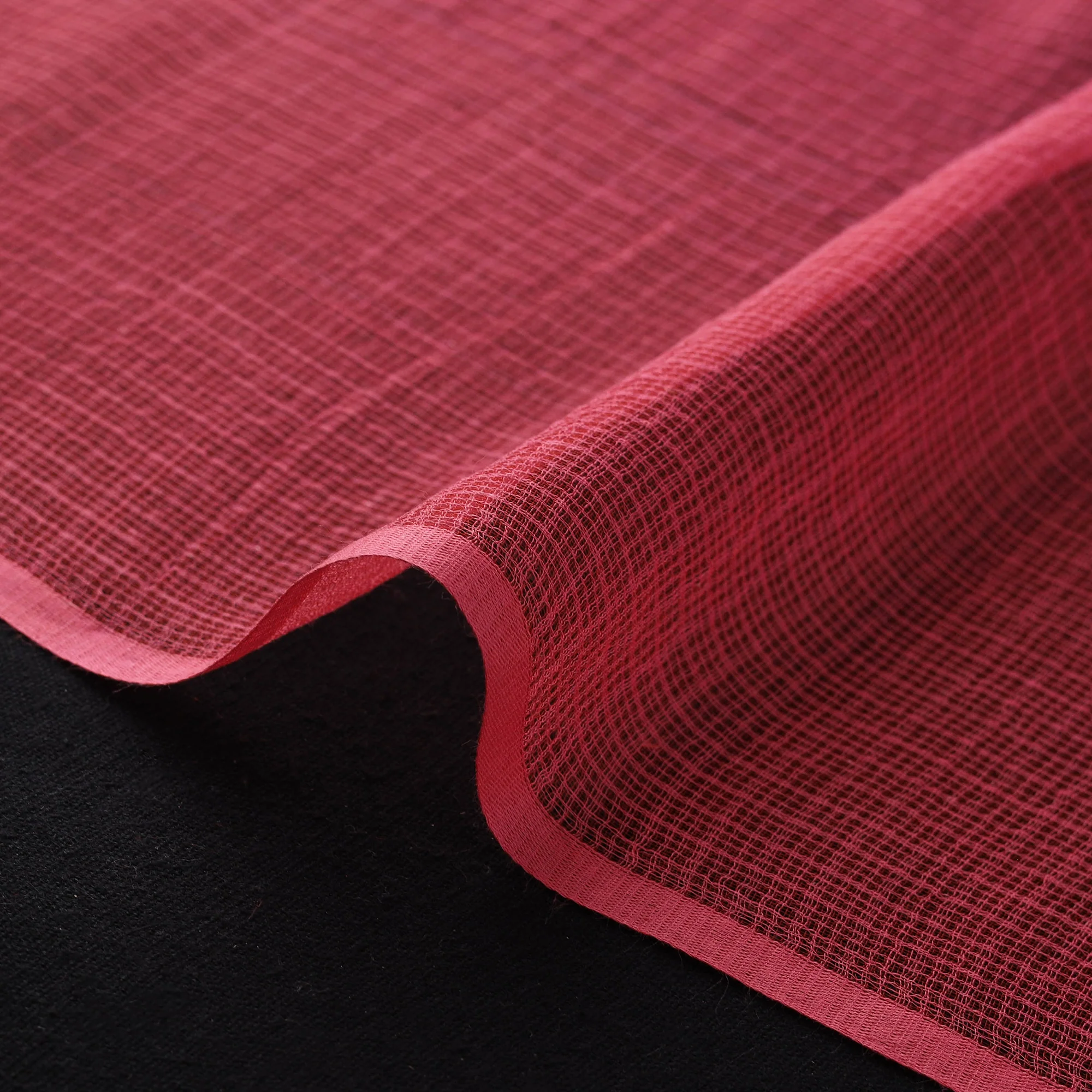 Pink - Kota Doria Cotton Plain Fabric 22 - Image 4