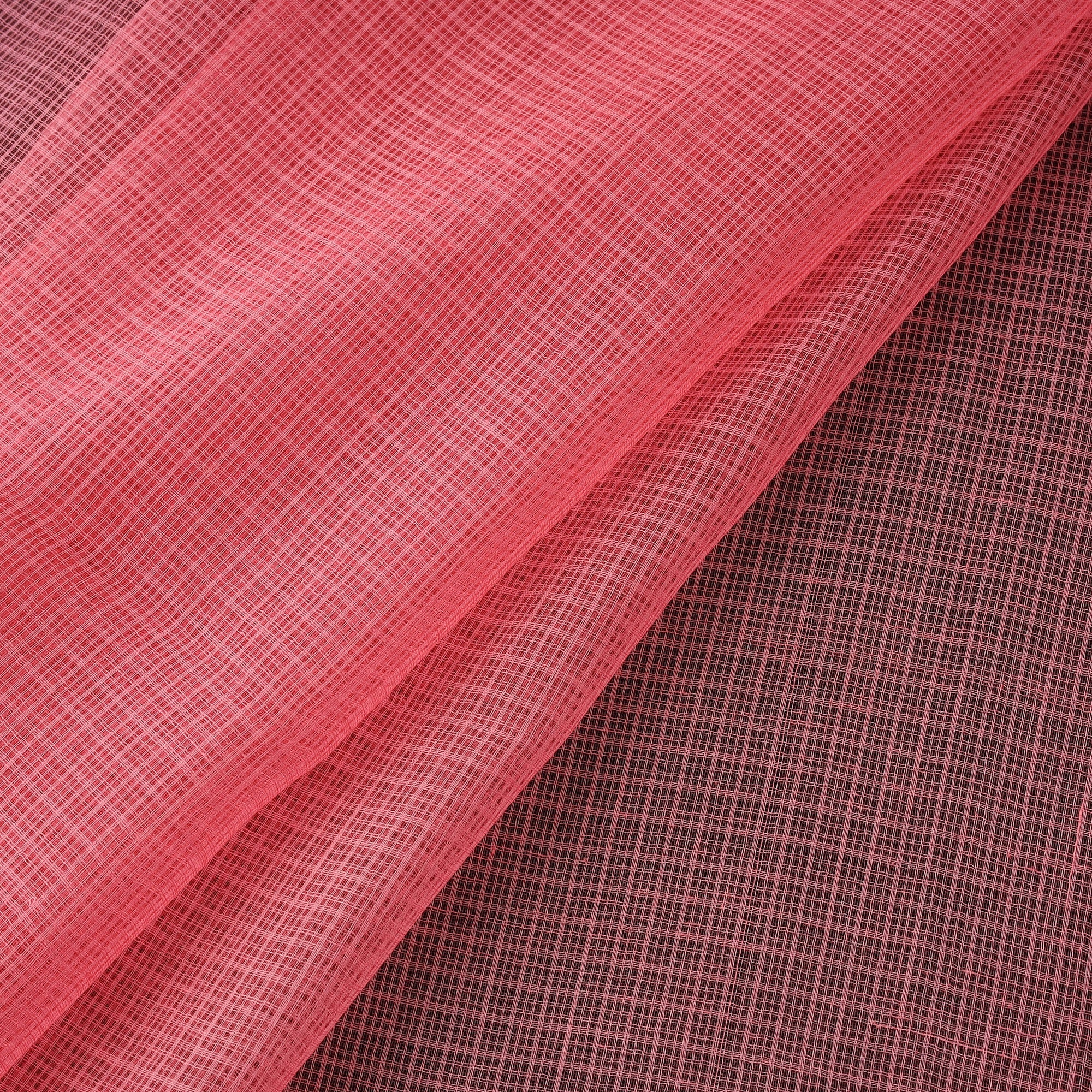 Pink - Kota Doria Cotton Plain Fabric 25