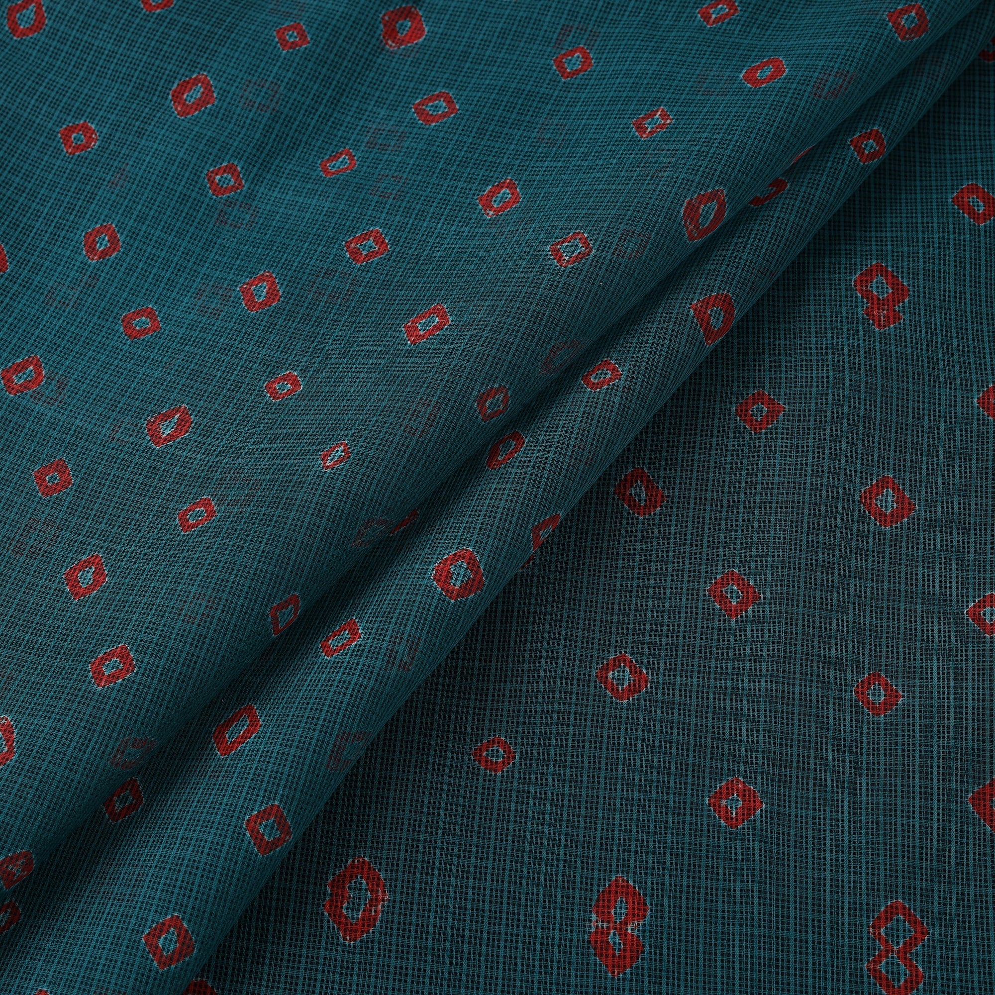 Green - Kota Doria Cotton Tie-Dye Bandhani Fabric 02 - Image 2