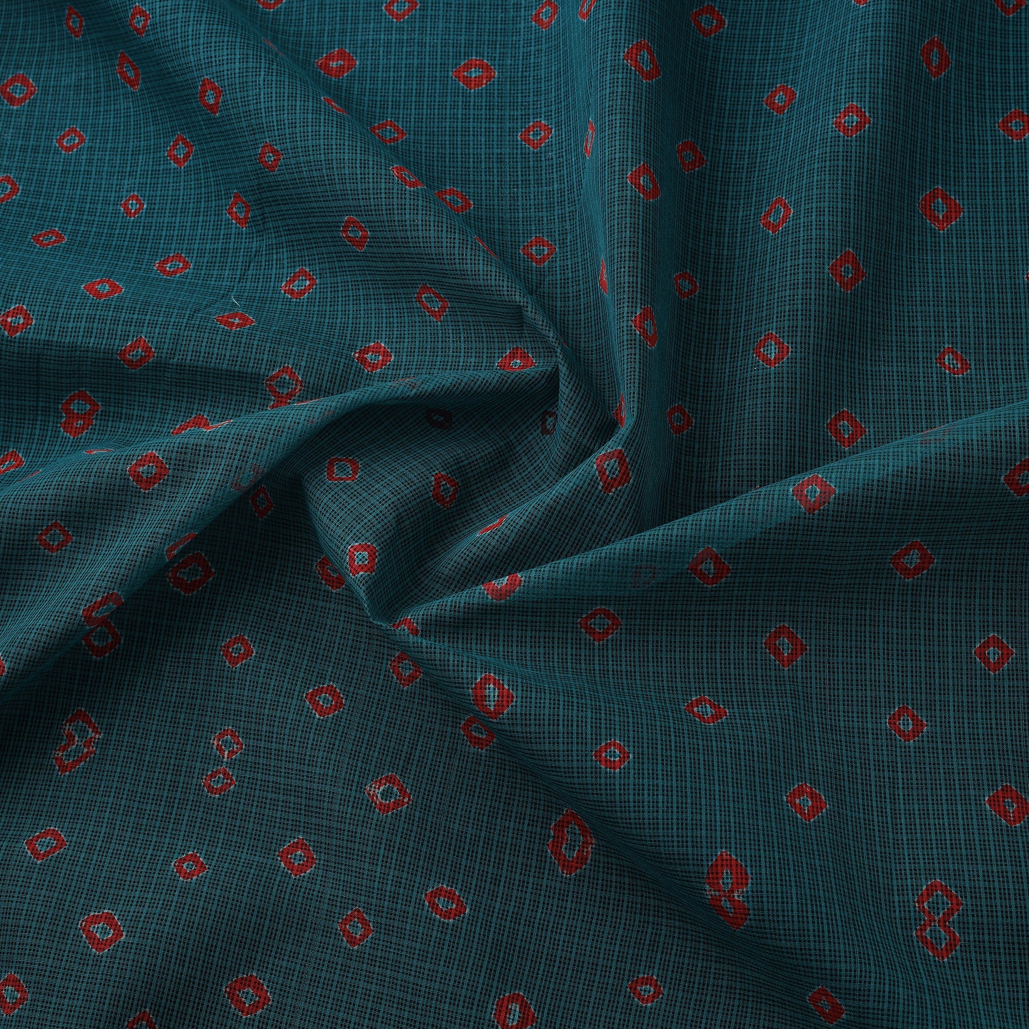 Green - Kota Doria Cotton Tie-Dye Bandhani Fabric 02 - Image 3