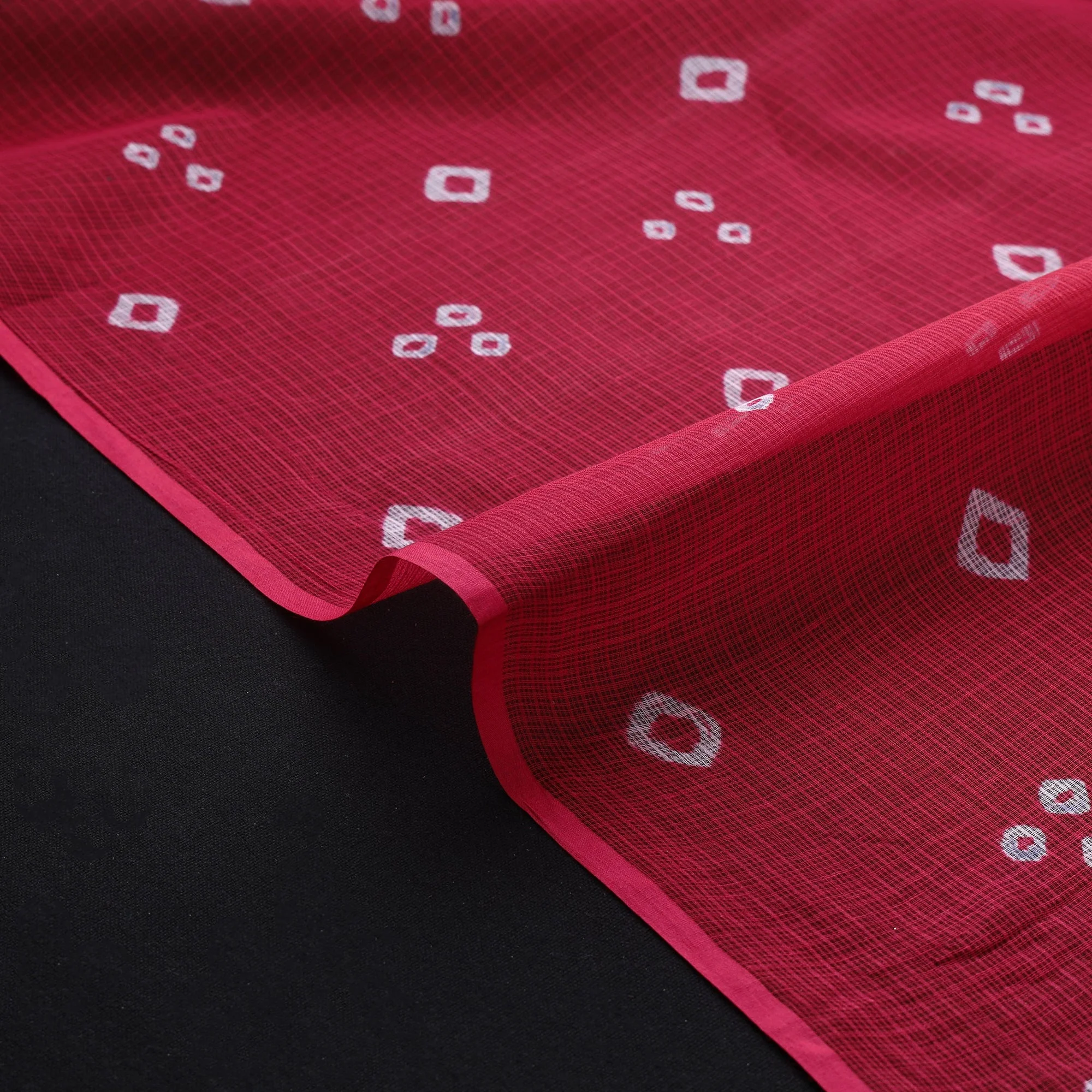 Pink - Kota Doria Cotton Tie-Dye Bandhani Fabric 15 - Image 4