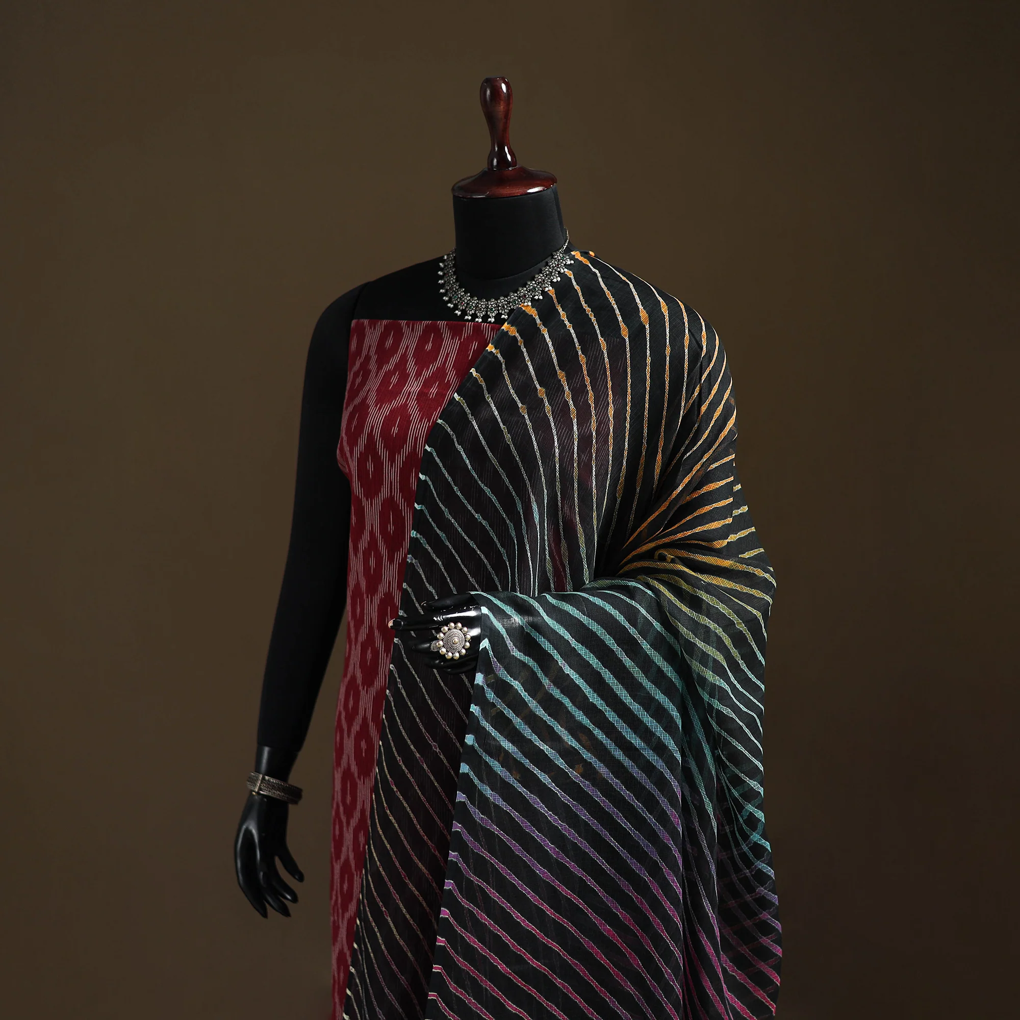 Multicolor - Kota Doria Cotton Tie-Dye Leheriya Dupatta with Tassels 07 - Image 2