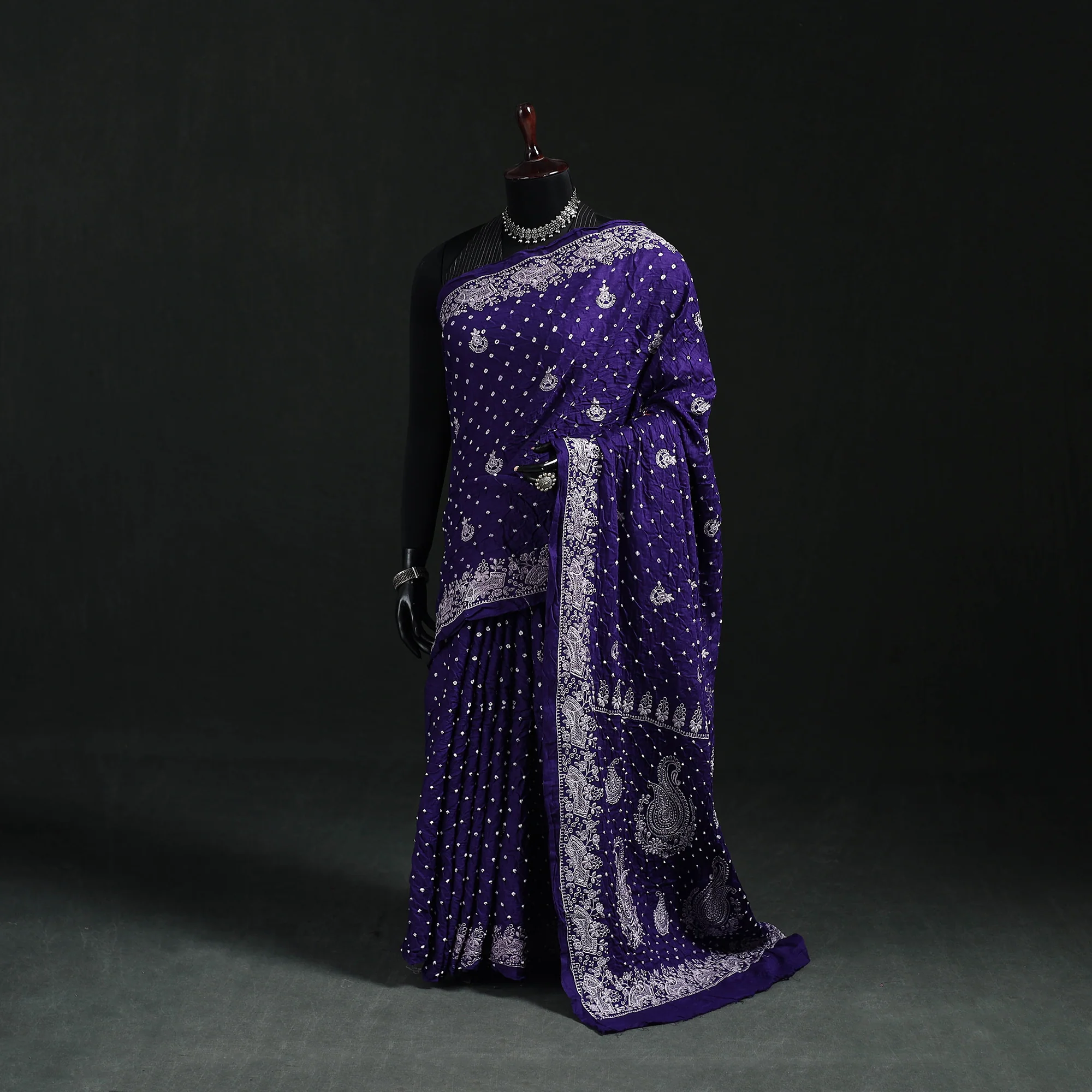 Purple - Kutch Bandhani Tie-Dye Cotton Saree 02