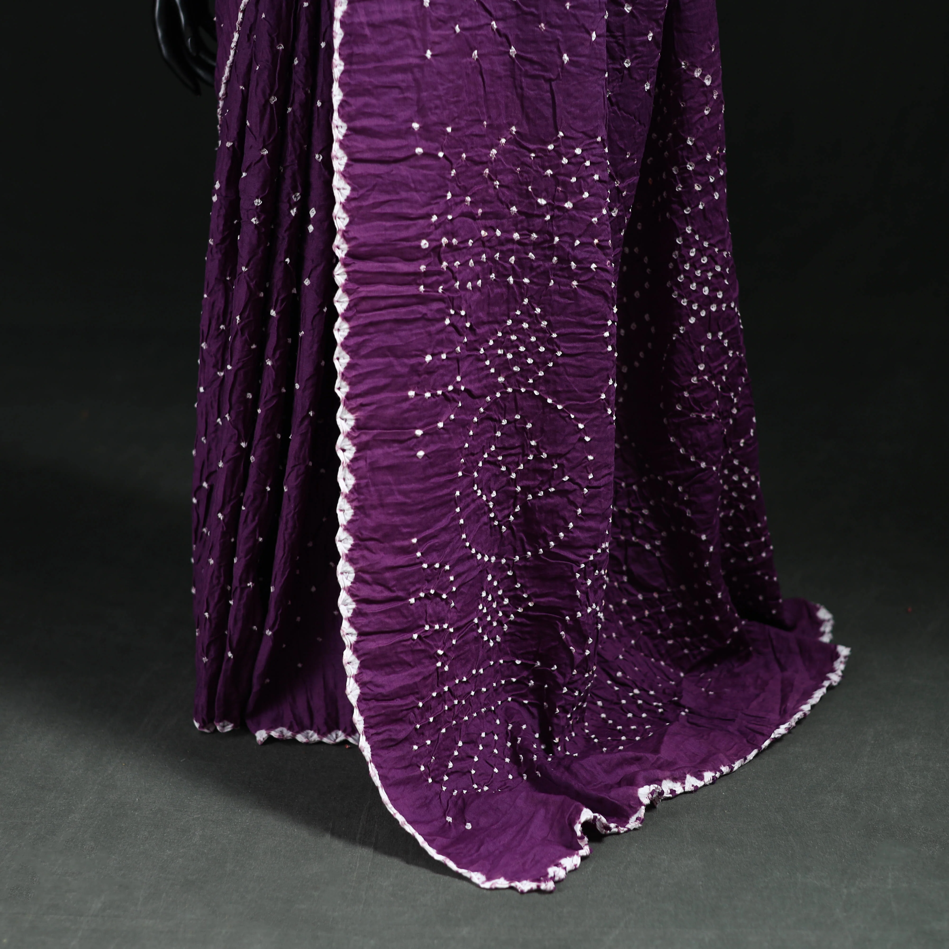 Purple - Kutch Bandhani Tie-Dye Cotton Saree 101 - Image 4