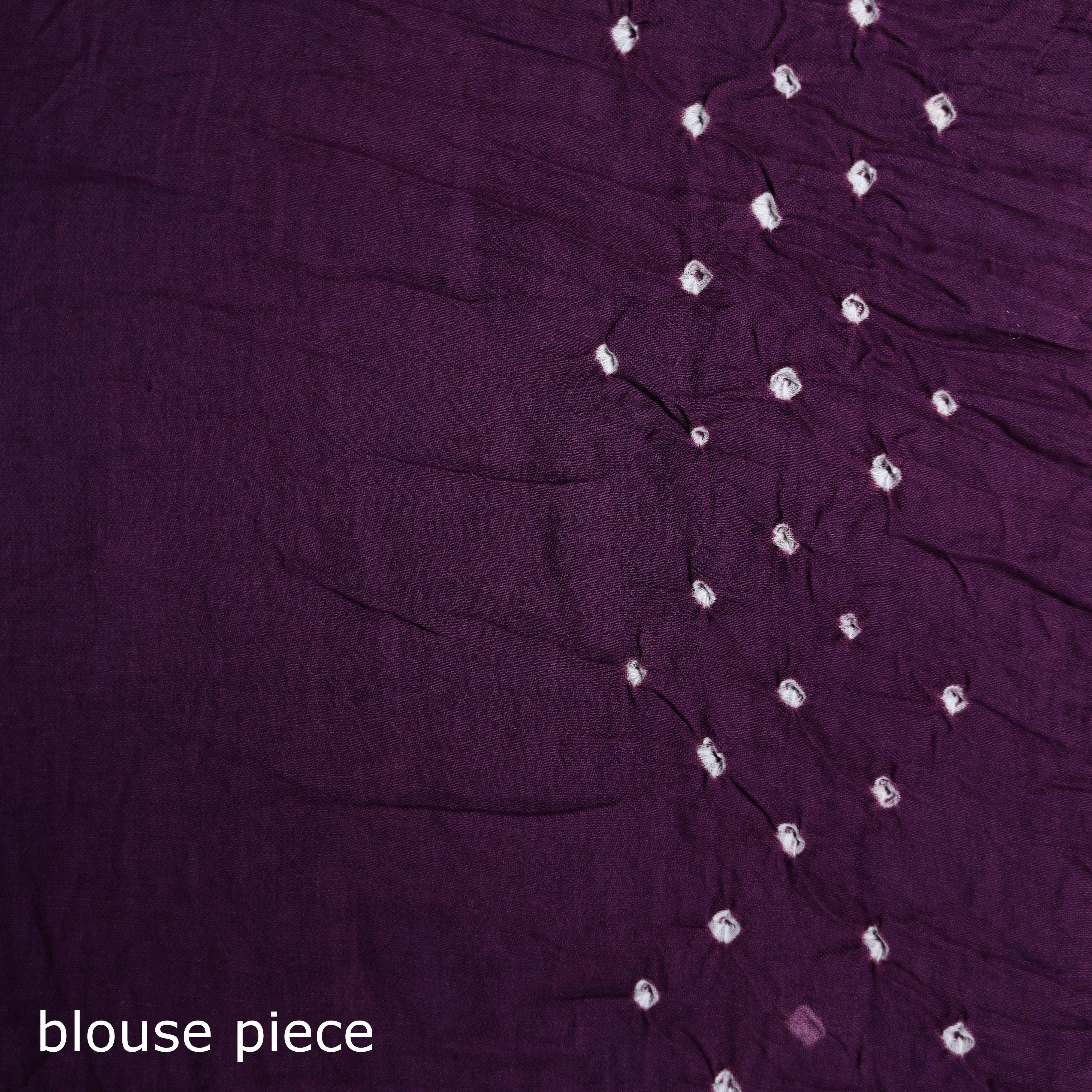 Purple - Kutch Bandhani Tie-Dye Cotton Saree 101 - Image 5