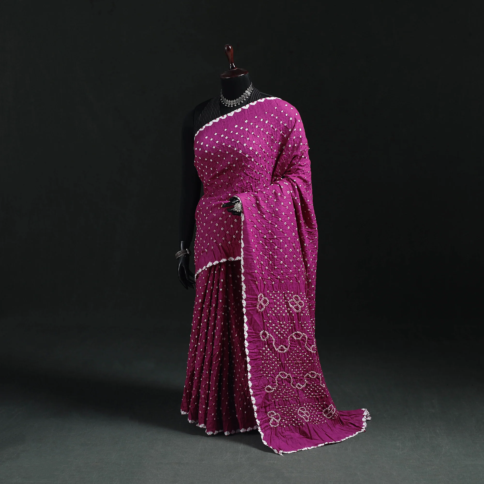 Purple - Kutch Bandhani Tie-Dye Cotton Saree 21