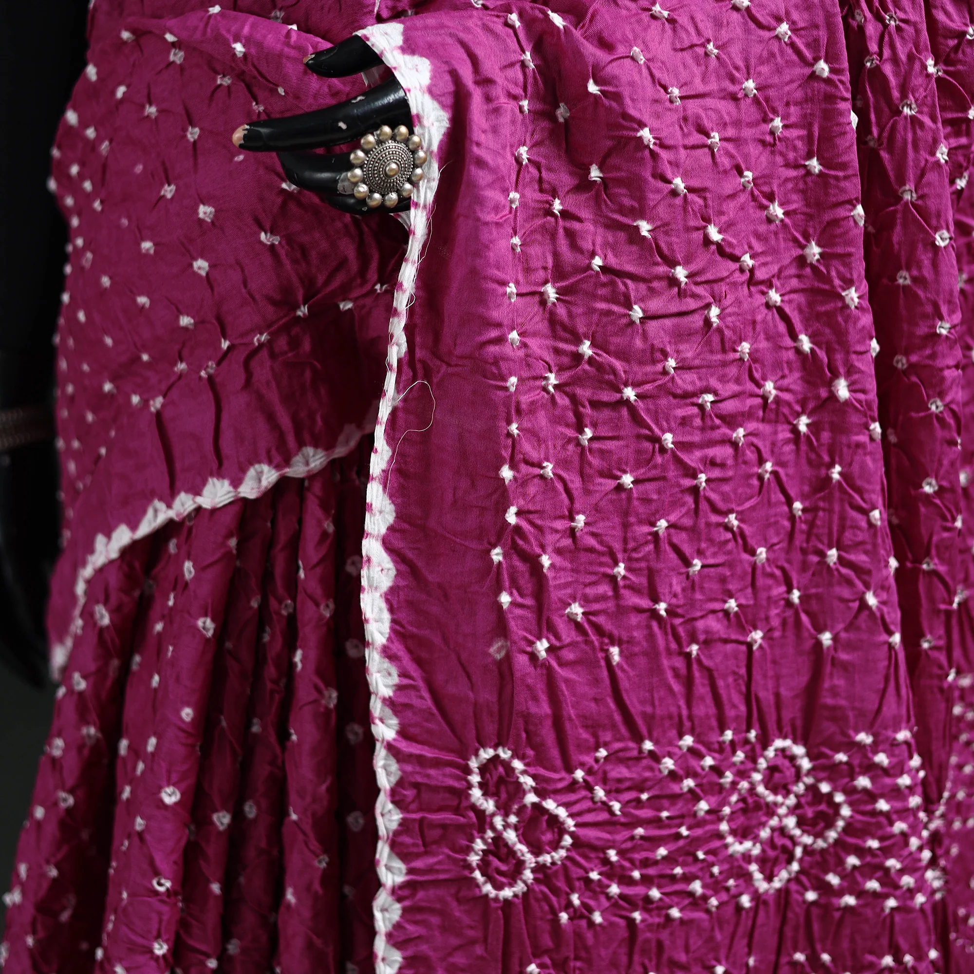 Purple - Kutch Bandhani Tie-Dye Cotton Saree 30 - Image 3