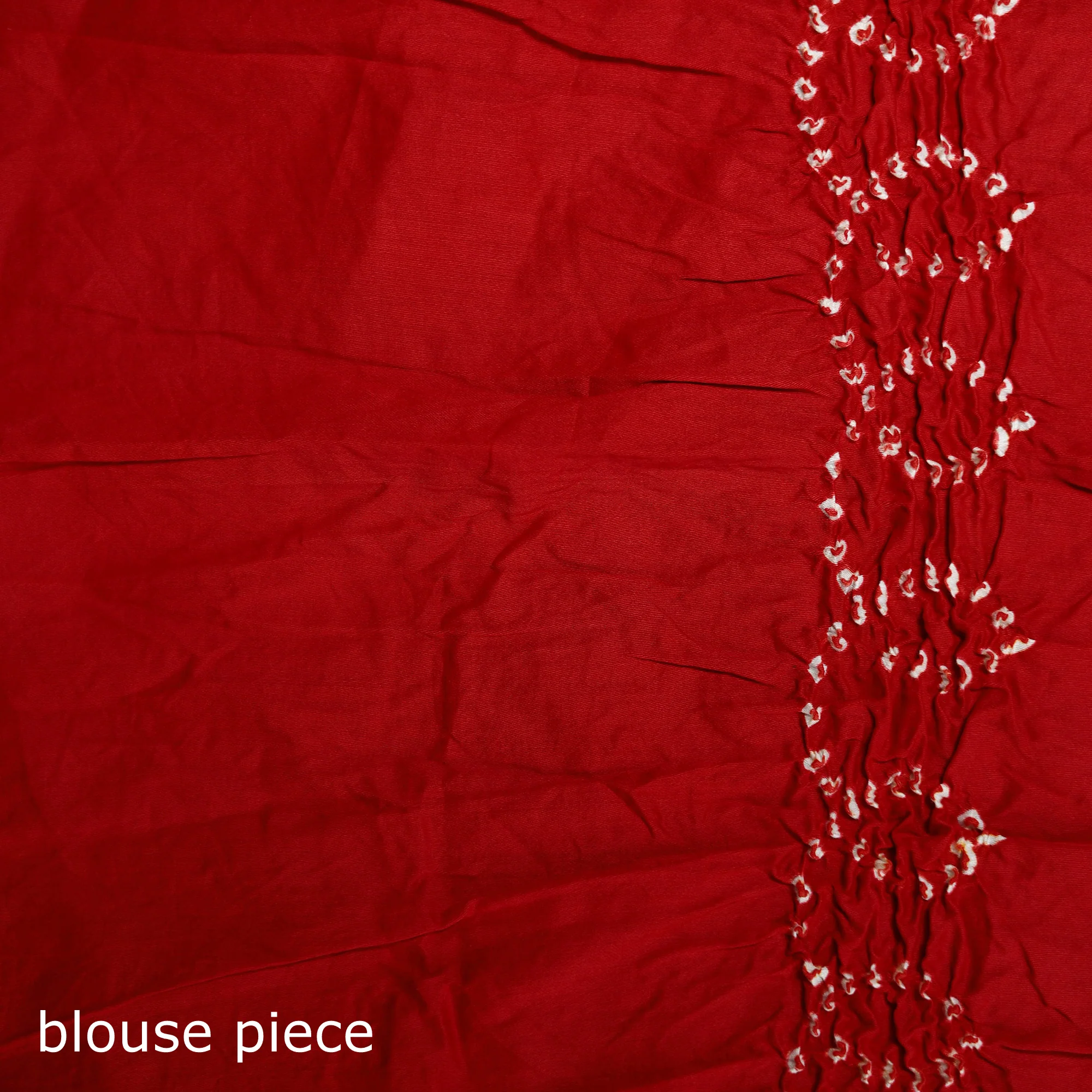 Red - Kutch Bandhani Tie-Dye Cotton Saree 33 - Image 5
