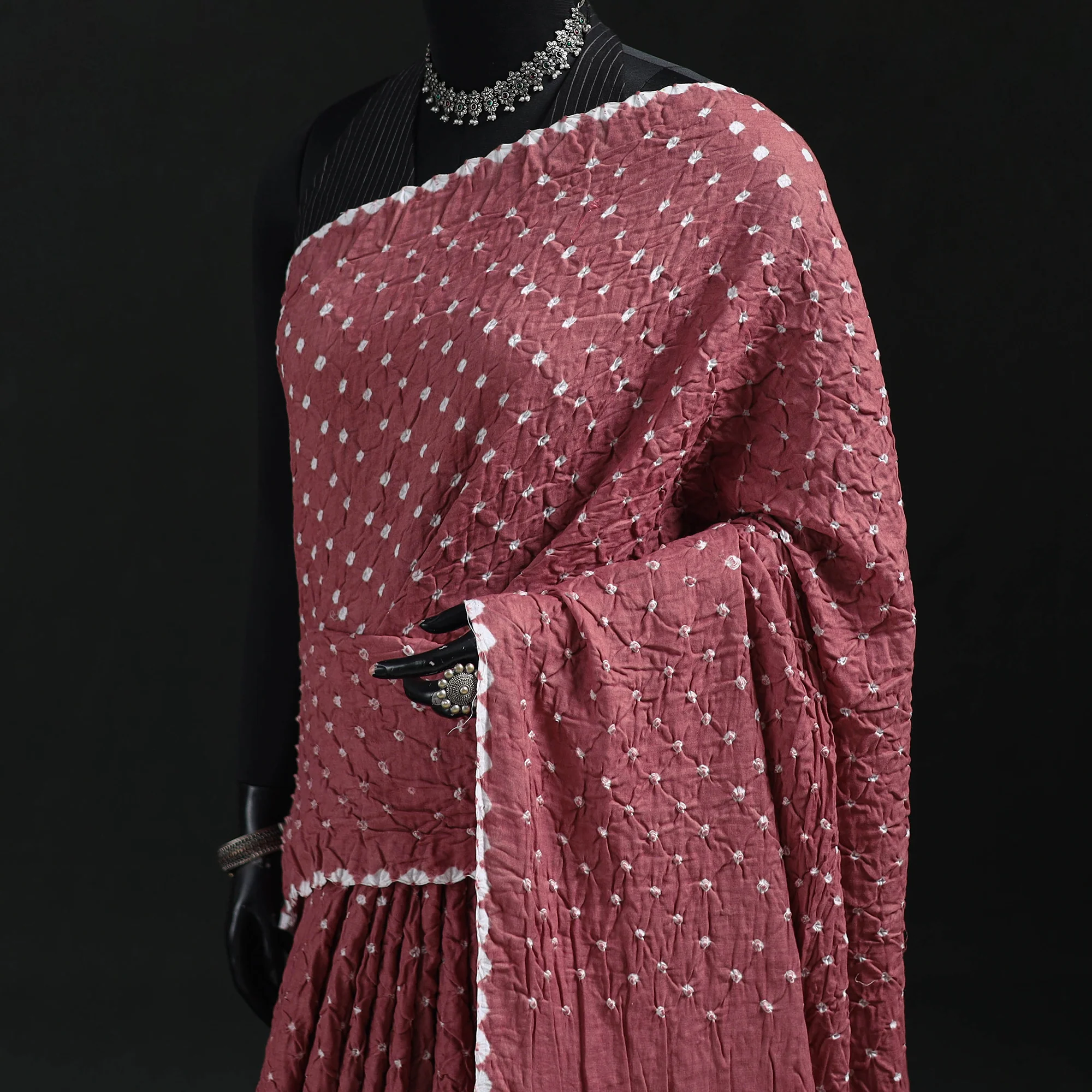 Pink - Kutch Bandhani Tie-Dye Cotton Saree 38 - Image 2