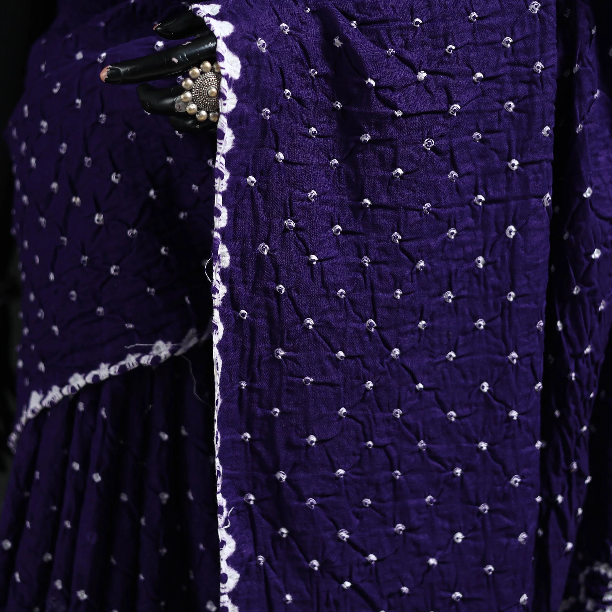 Blue - Kutch Bandhani Tie-Dye Cotton Saree 43 - Image 3