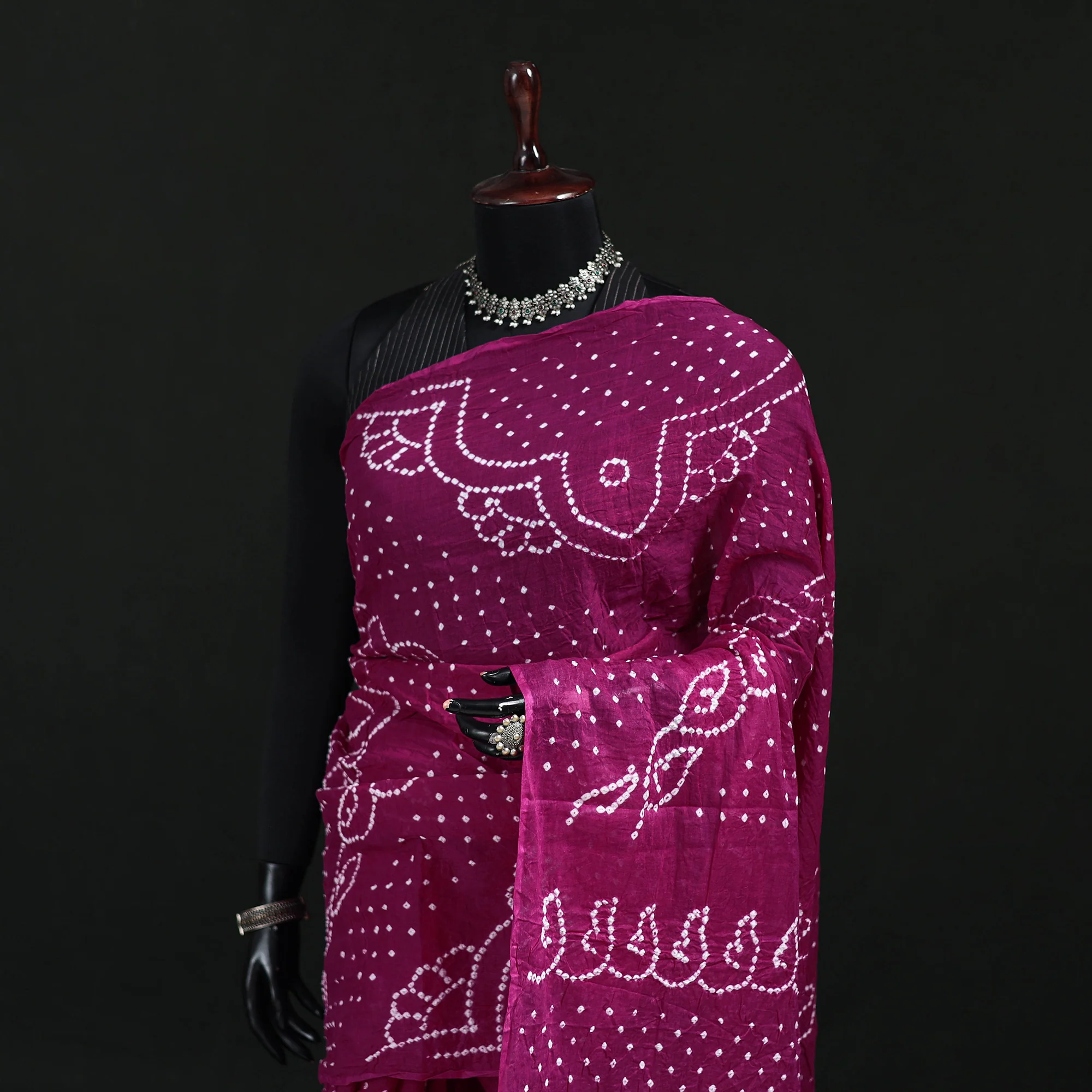 Purple - Kutch Bandhani Tie-Dye Cotton Saree 44 - Image 2