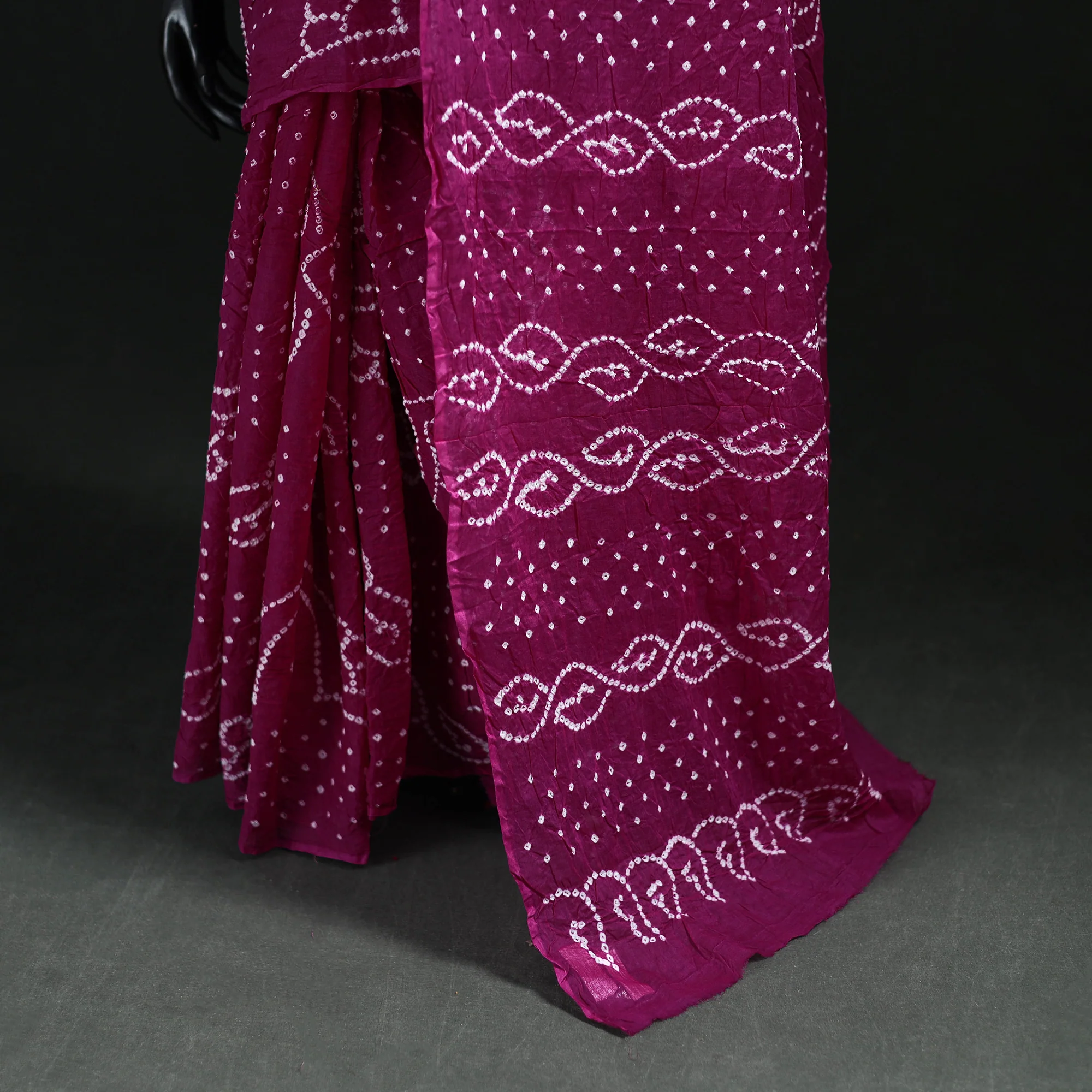 Purple - Kutch Bandhani Tie-Dye Cotton Saree 44 - Image 4