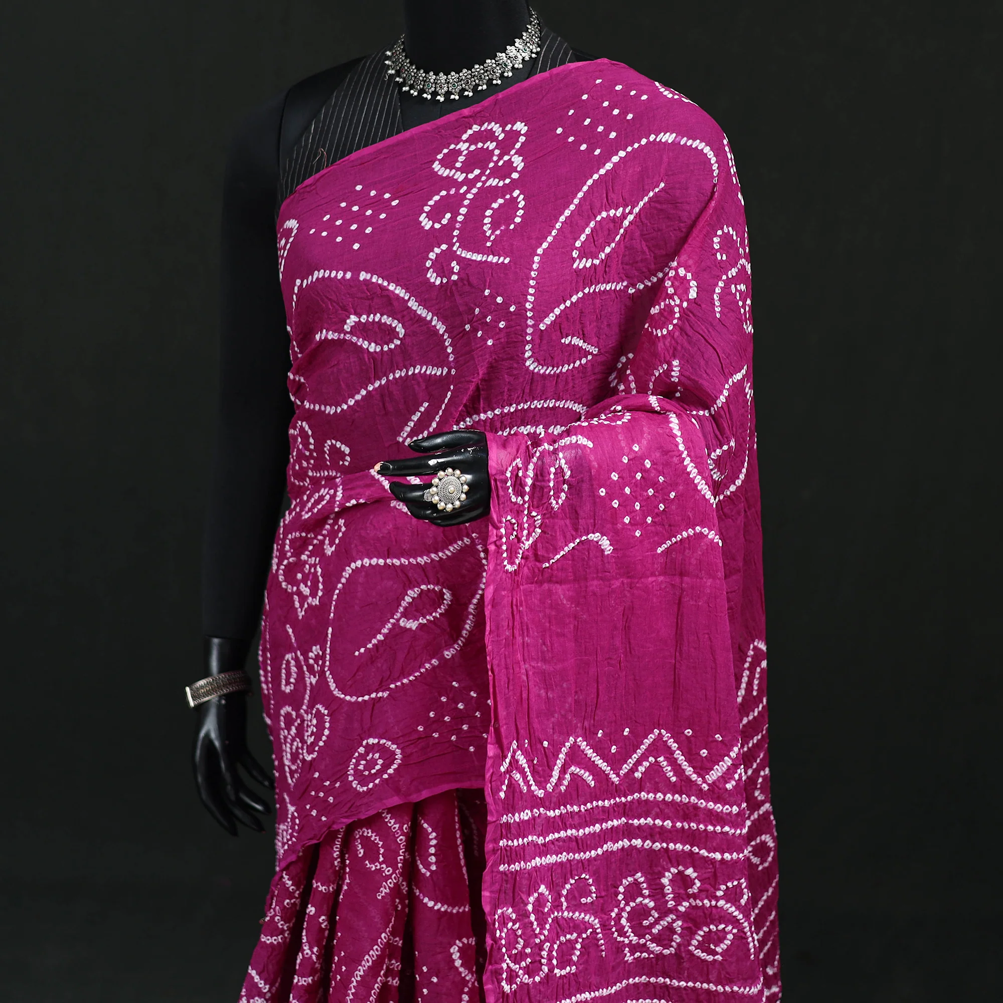 Purple - Kutch Bandhani Tie-Dye Cotton Saree 73 - Image 2