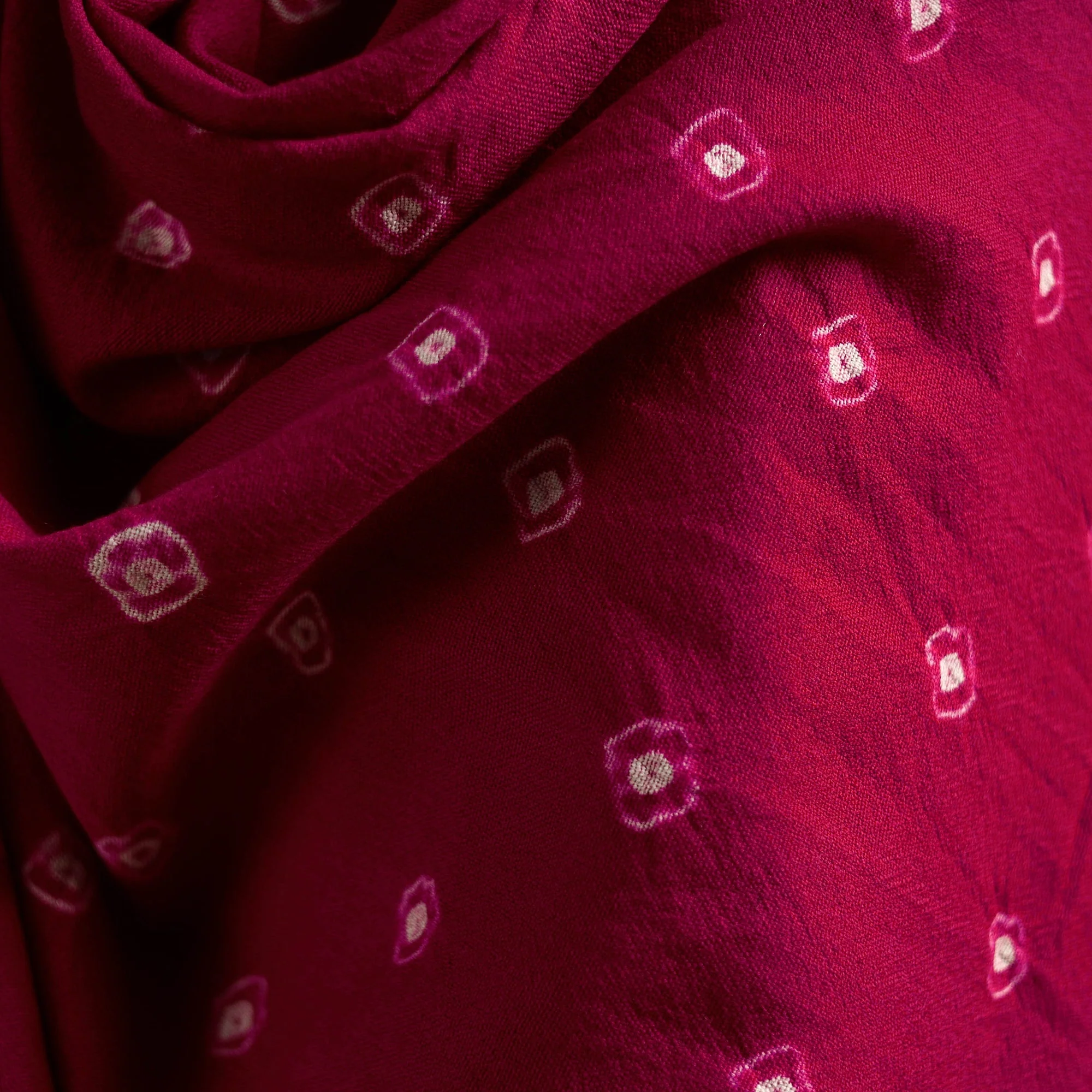 Pink - Kutch Bandhani Tie-Dye Handwoven Merino Wool Shawl 33 - Image 3