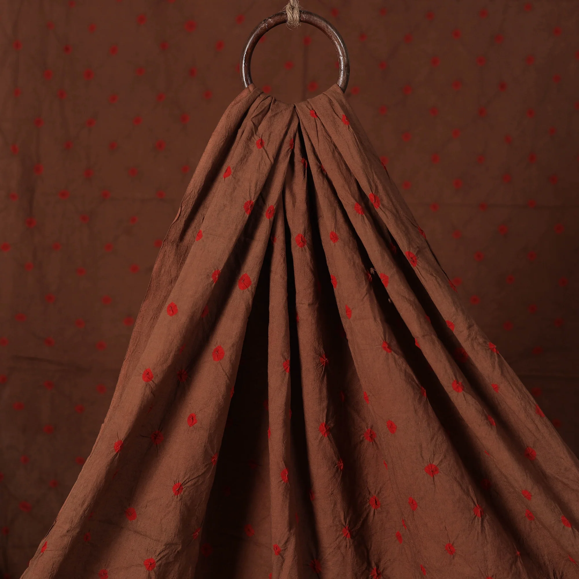 Brown - Kutch Bandhani Tie-Dye Pure Mul Cotton Fabric 19 - Image 2