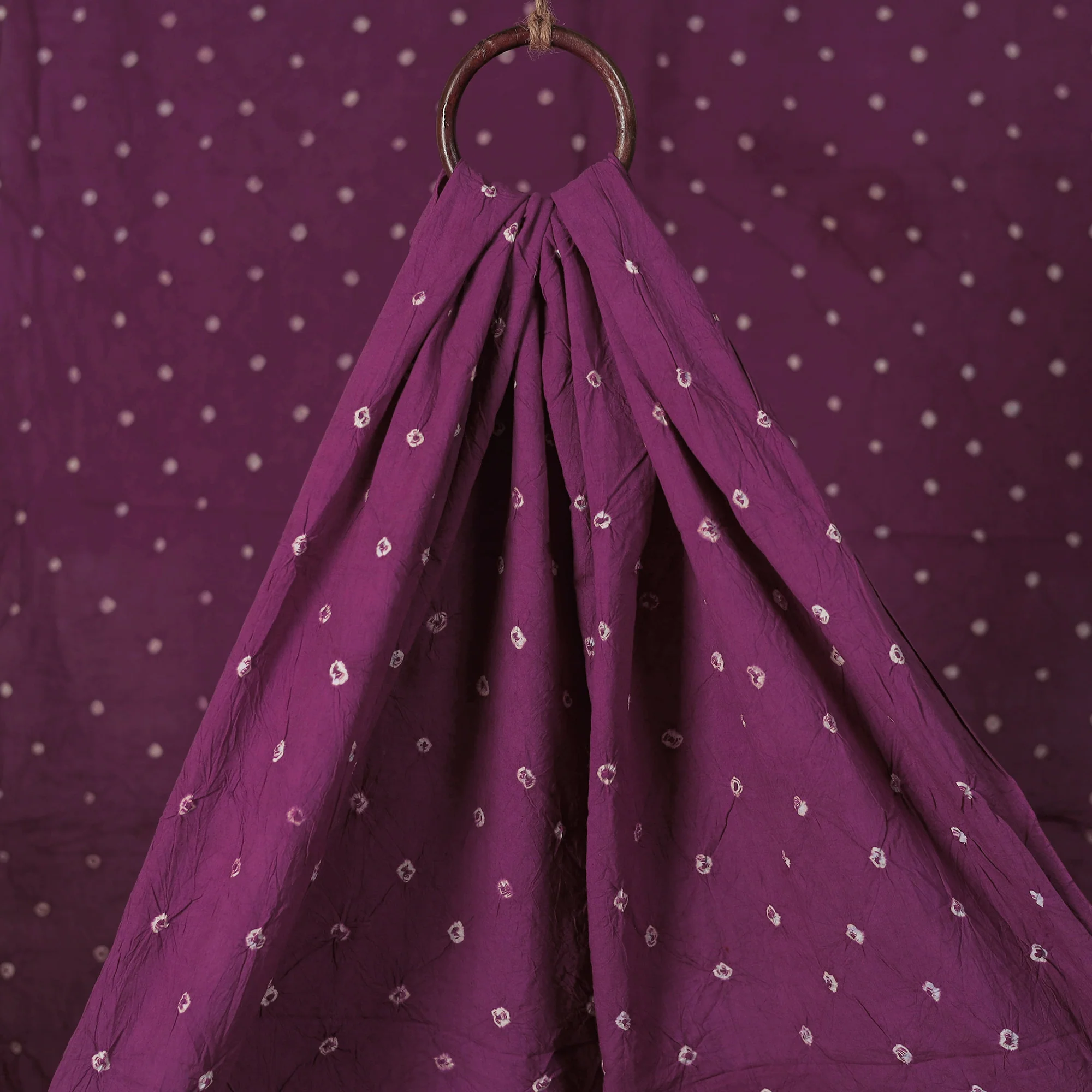 Purple - Kutch Bandhani Tie-Dye Pure Mul Cotton Fabric 26 - Image 2