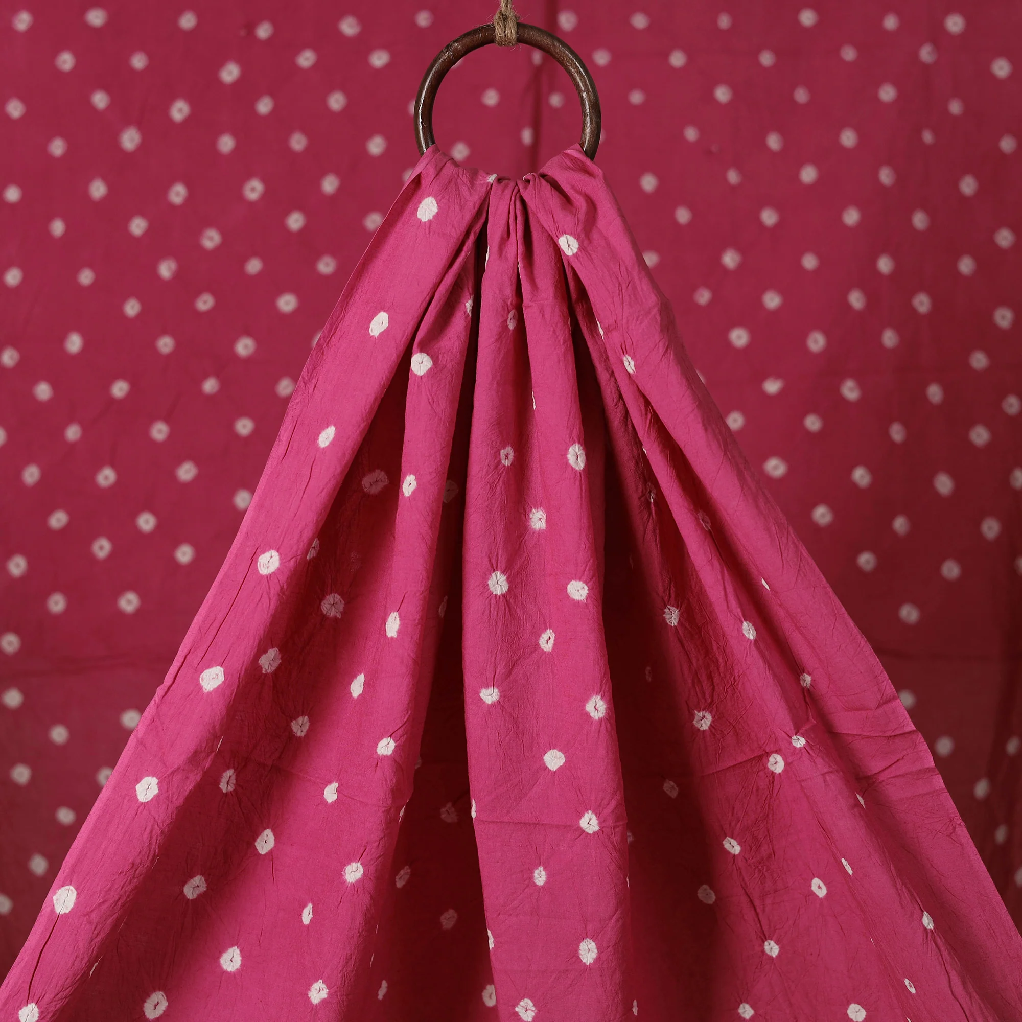 Pink - Kutch Bandhani Tie-Dye Pure Mul Cotton Fabric 27 - Image 2