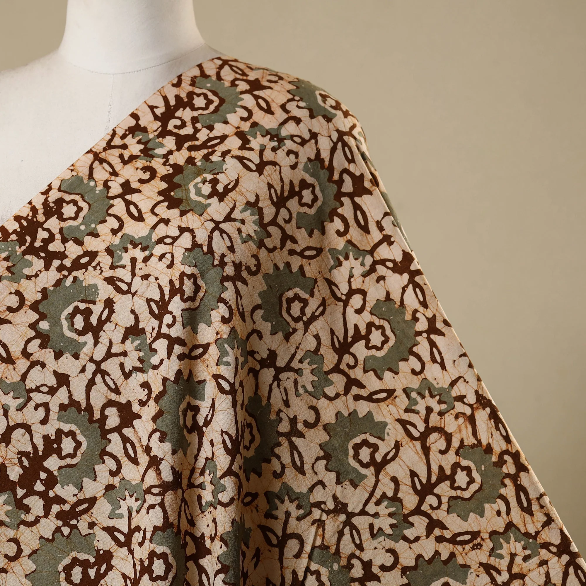 Beige - Kutch Batik Print Cotton Fabric 20 - Image 2