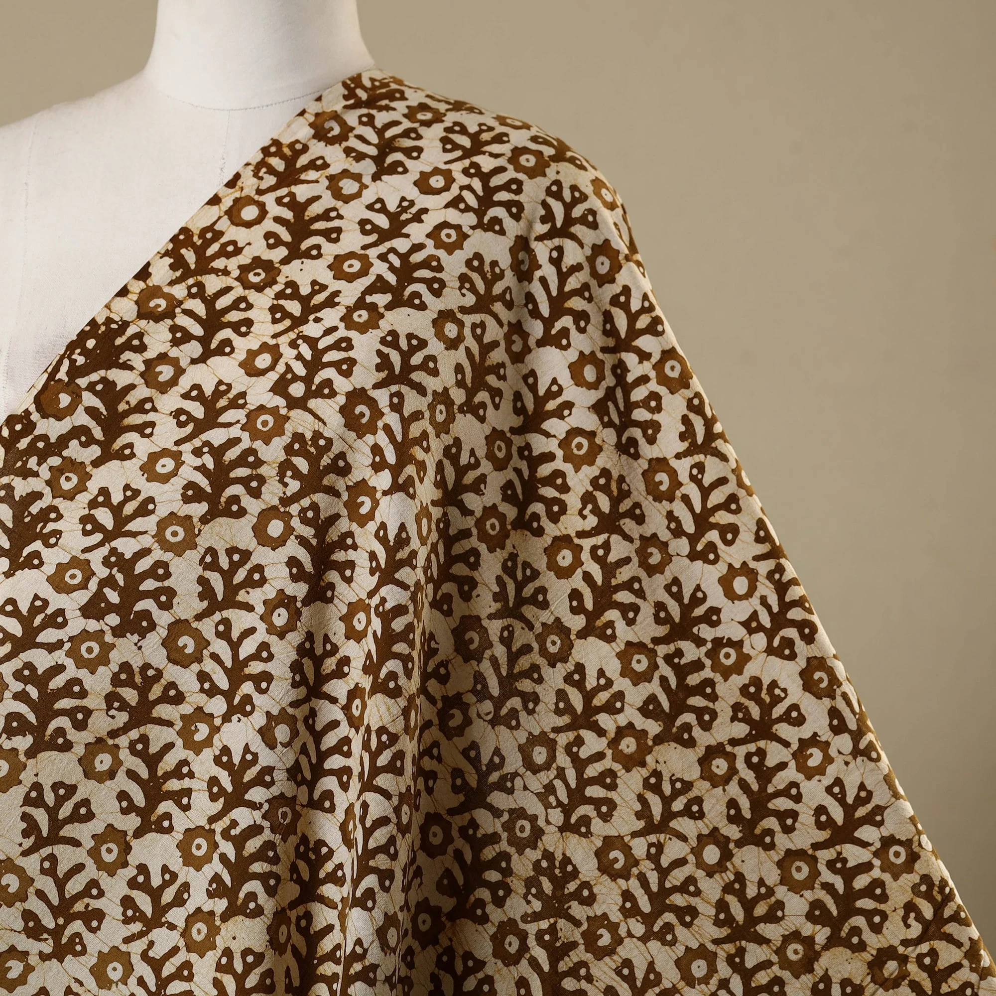 Beige - Kutch Batik Print Cotton Fabric 30 - Image 2