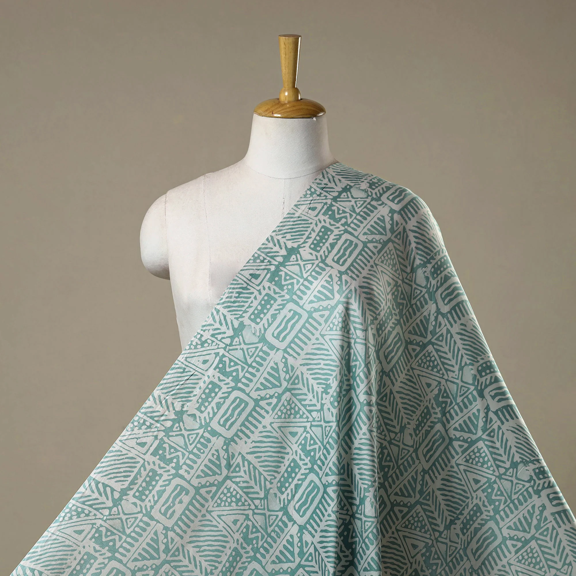 Blue - Kutch Batik Print Modal Silk Fabric 11 - Image 2