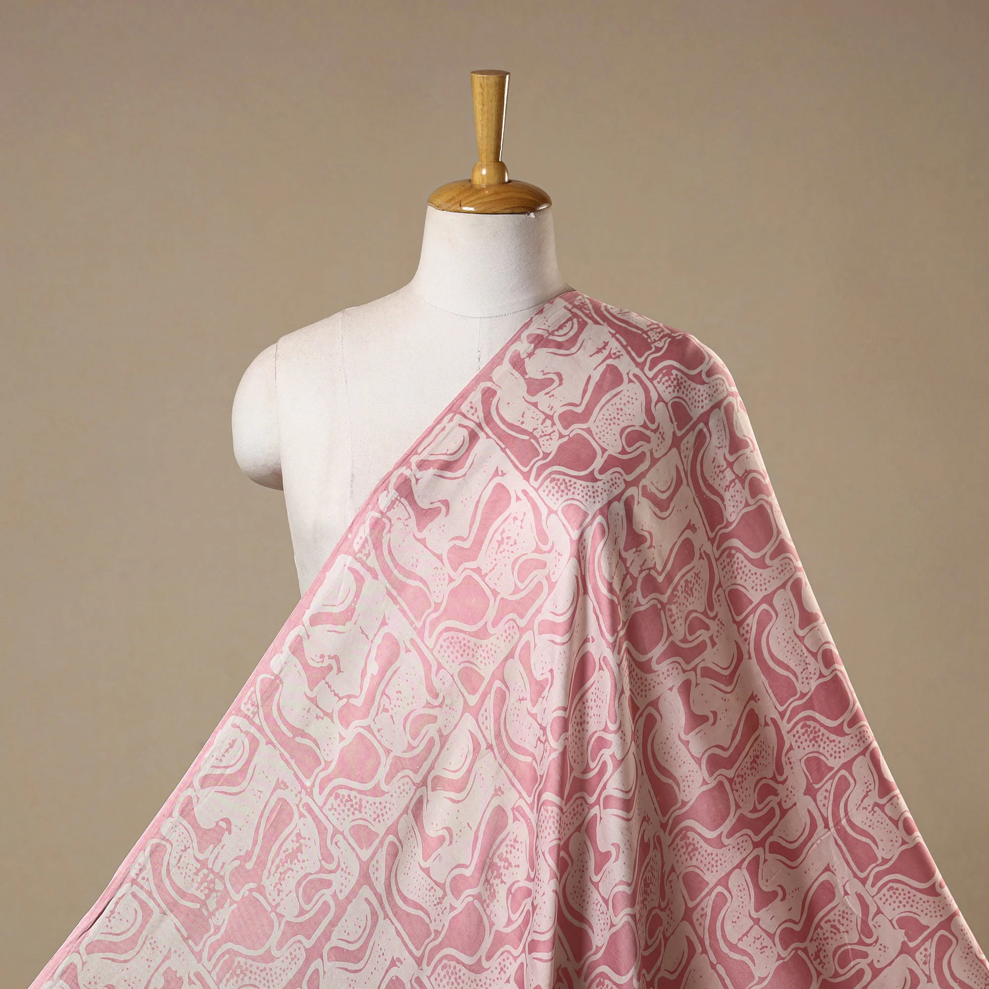 Pink - Kutch Batik Print Modal Silk Fabric 16 - Image 2