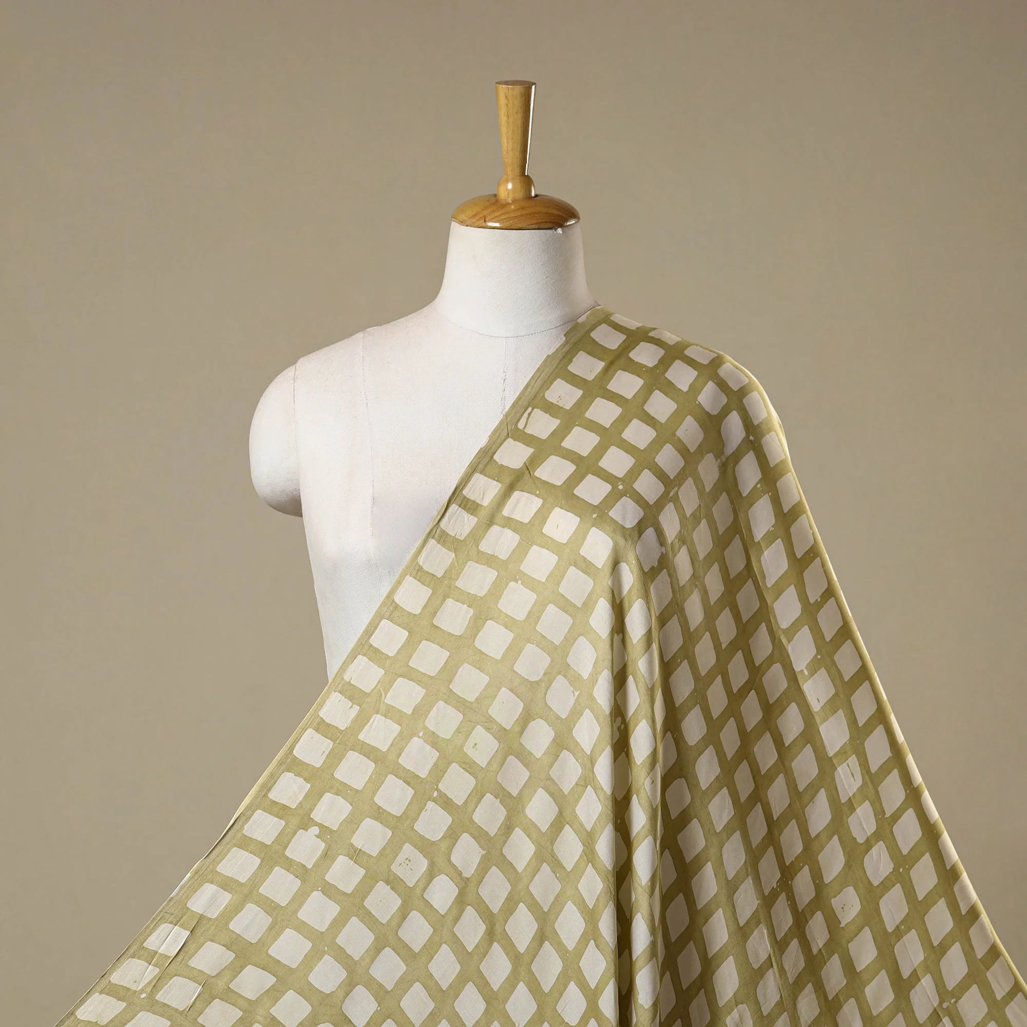 Green - Kutch Batik Print Modal Silk Fabric 34 - Image 2
