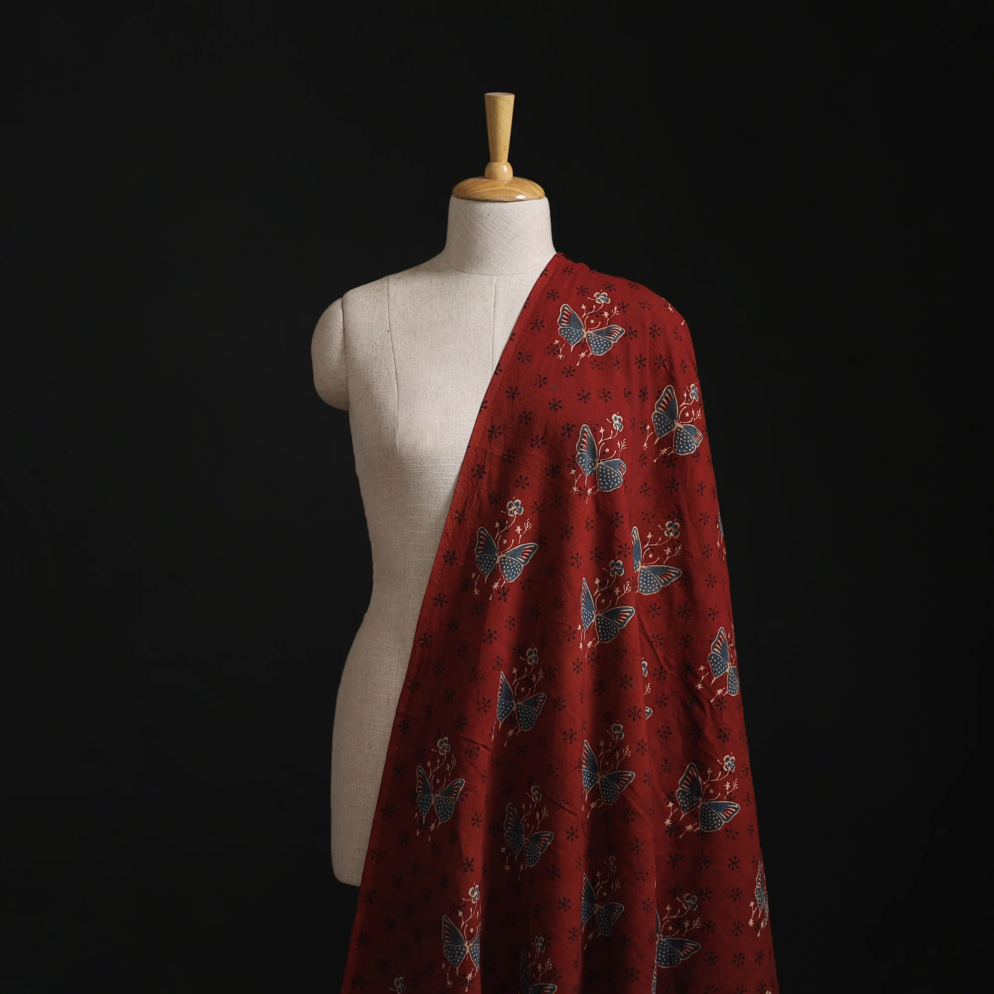 Red - Kutch Hand Block Ajrakh Print Natural Dyed Cotton Fabric 08