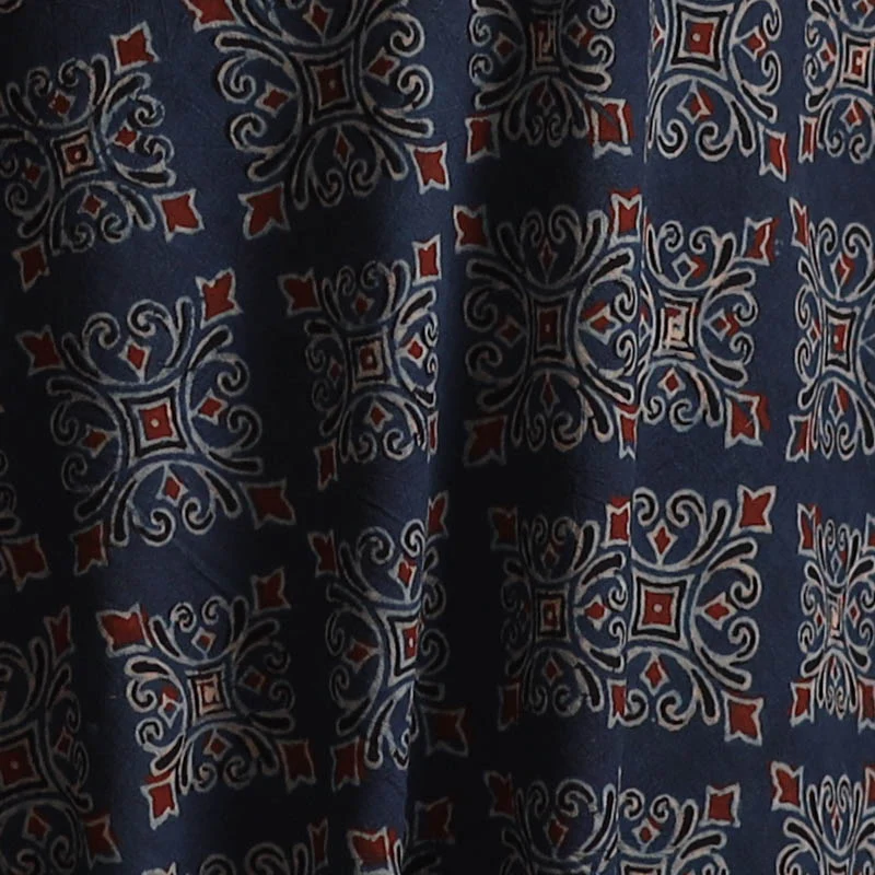 Kutch Hand Block Ajrakh Print Natural Dyed Cotton Fabric 16 - Image 3
