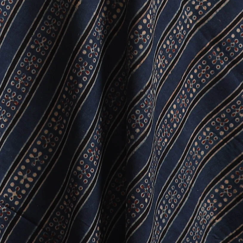 Kutch Hand Block Ajrakh Print Natural Dyed Cotton Fabric 18 - Image 3