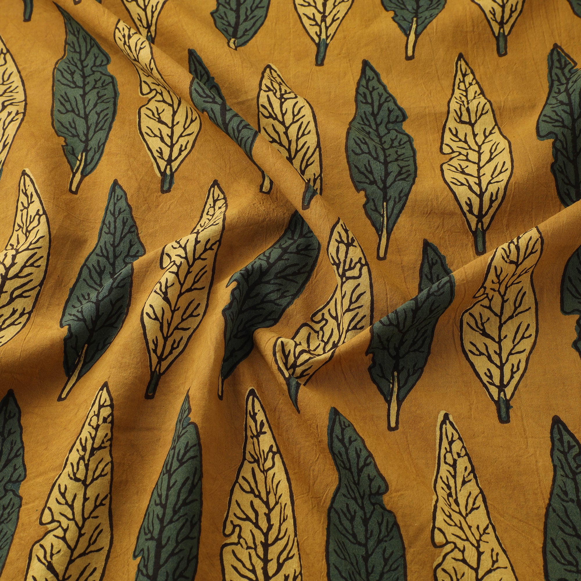 Yellow - Kutch Hand Block Ajrakh Print Natural Dyed Cotton Fabric 20 - Image 3