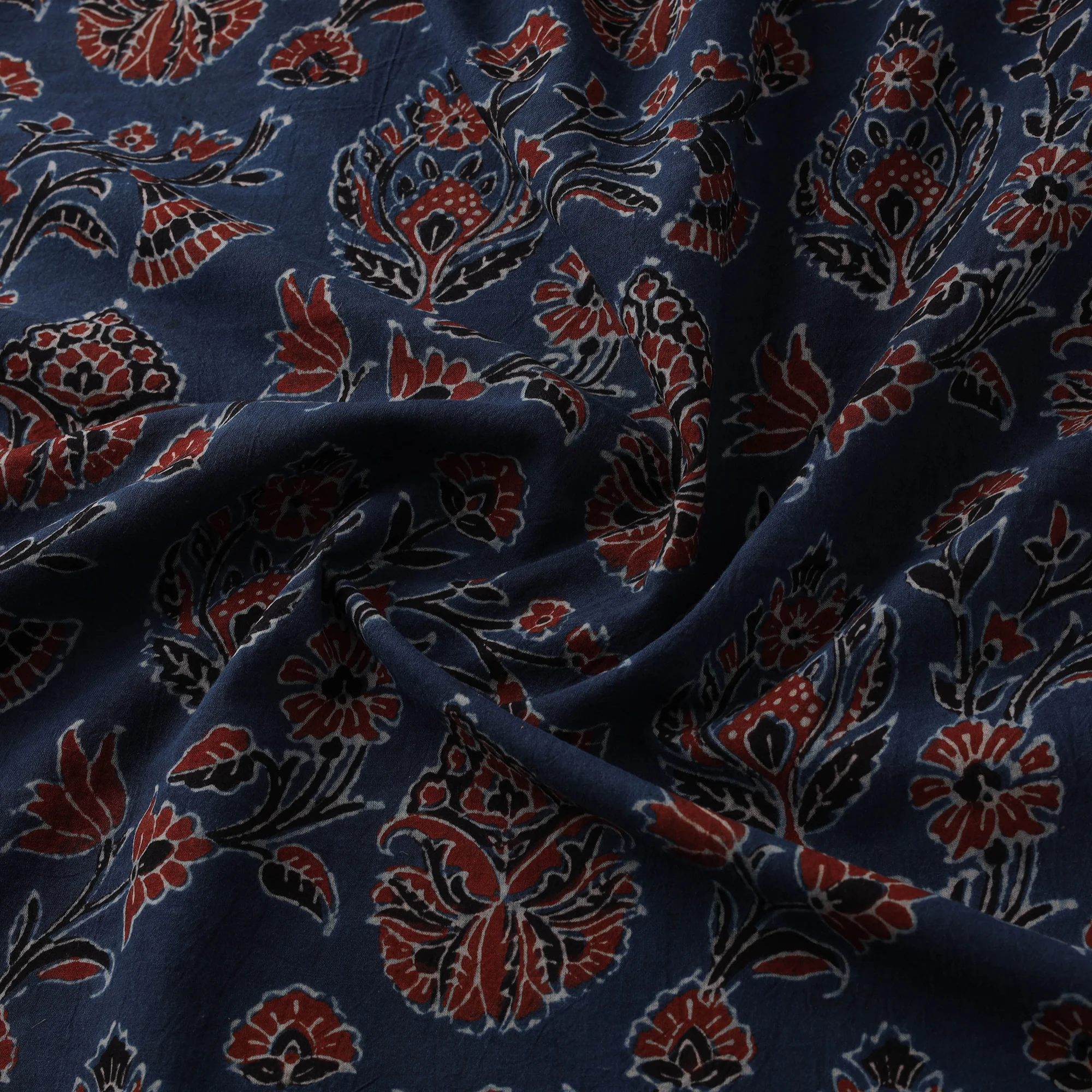 Blue - Kutch Hand Block Ajrakh Print Natural Dyed Cotton Fabric 45 - Image 3