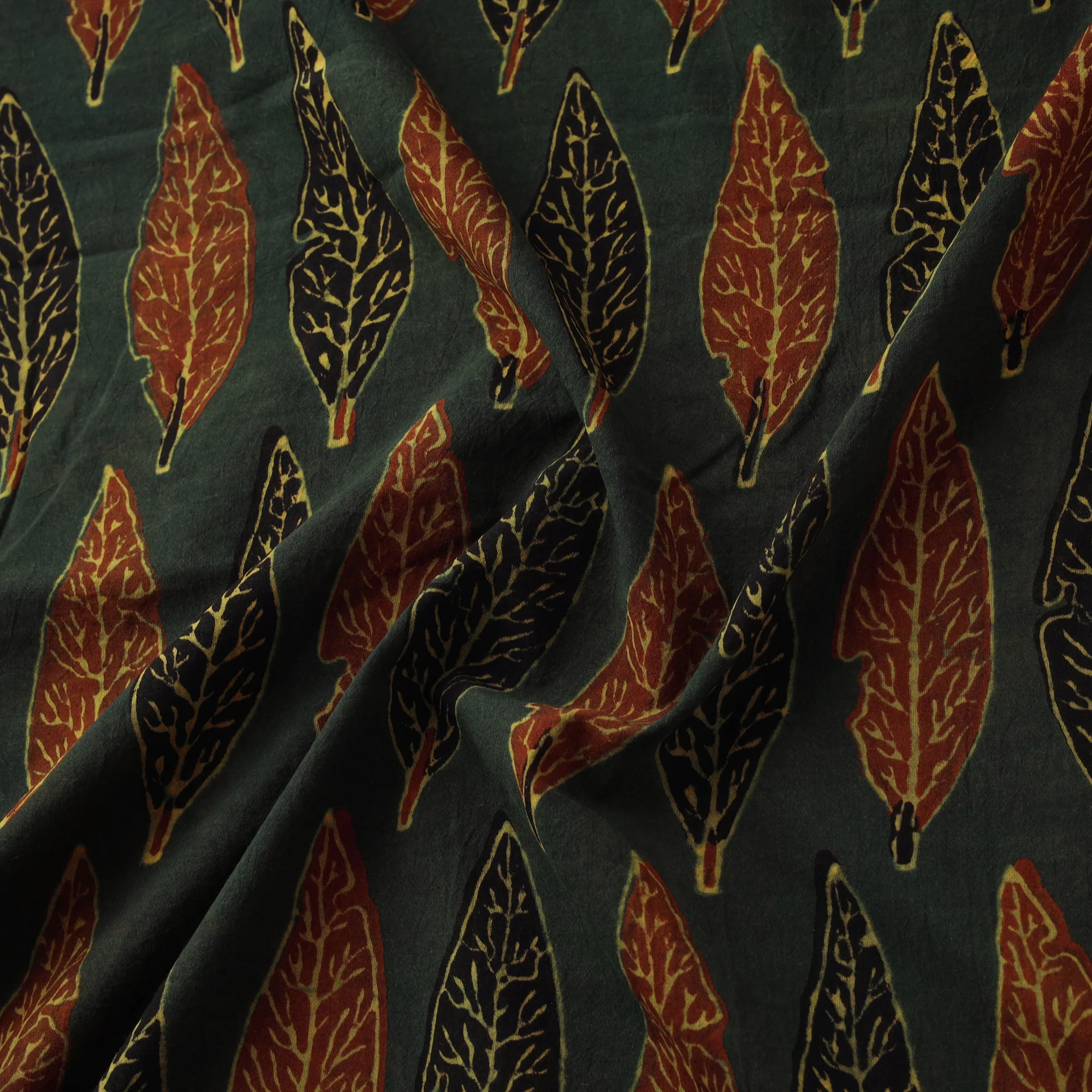 Green - Kutch Hand Block Ajrakh Print Natural Dyed Cotton Fabric 52 - Image 3