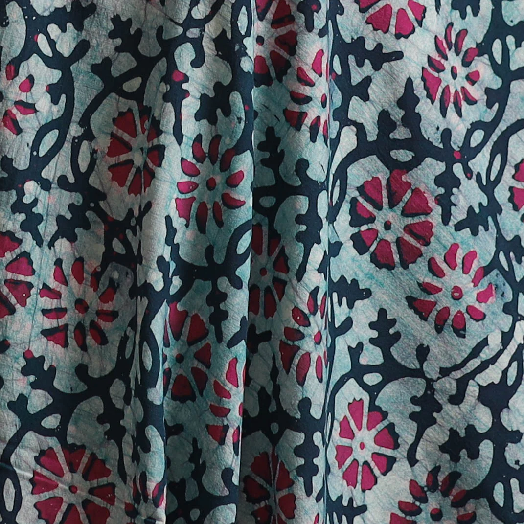 Green - Kutch Hand Block Batik Print Cotton Fabric 05 - Image 3