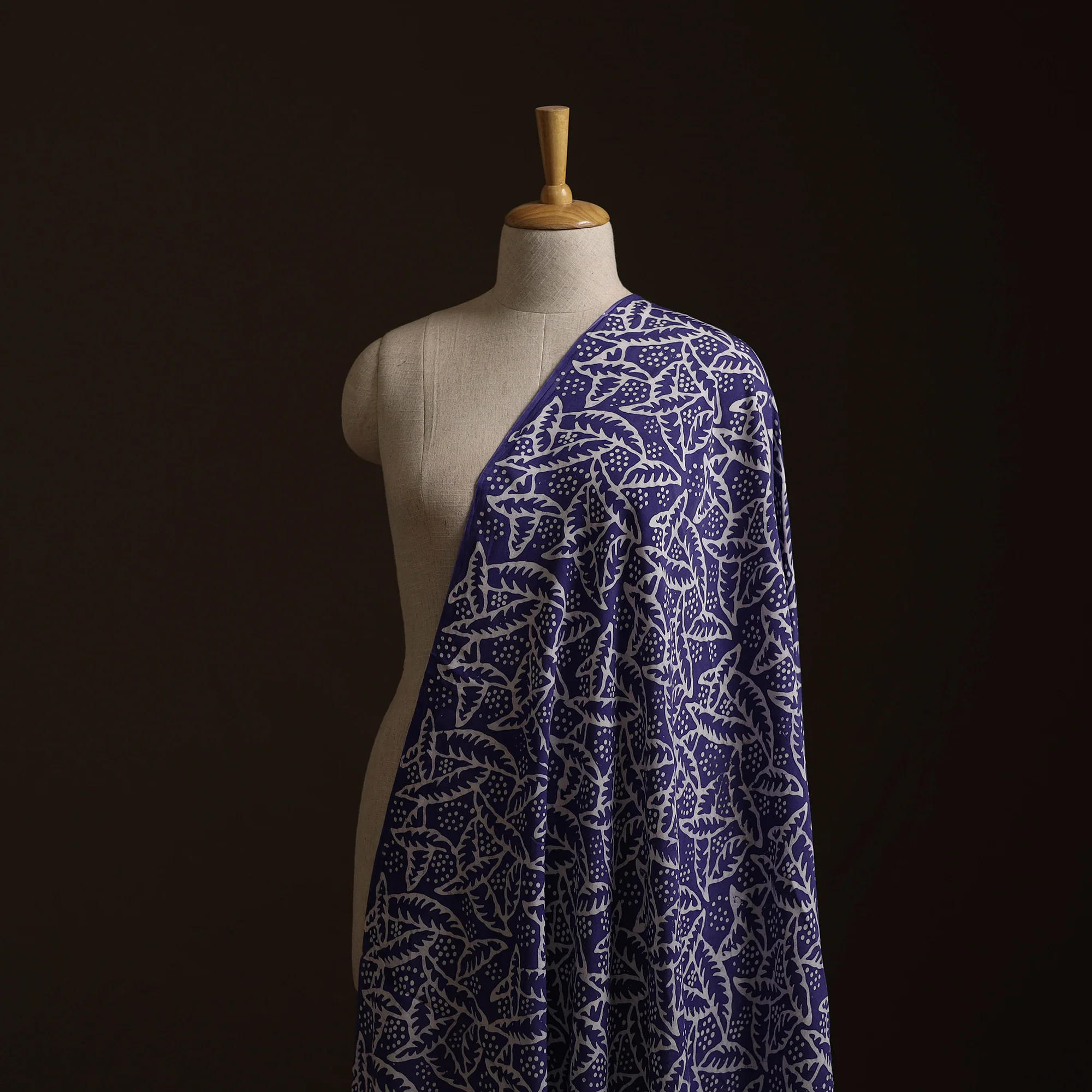 Purple - Kutch Hand Block Batik Print Modal Silk Fabric 04 - Image 2
