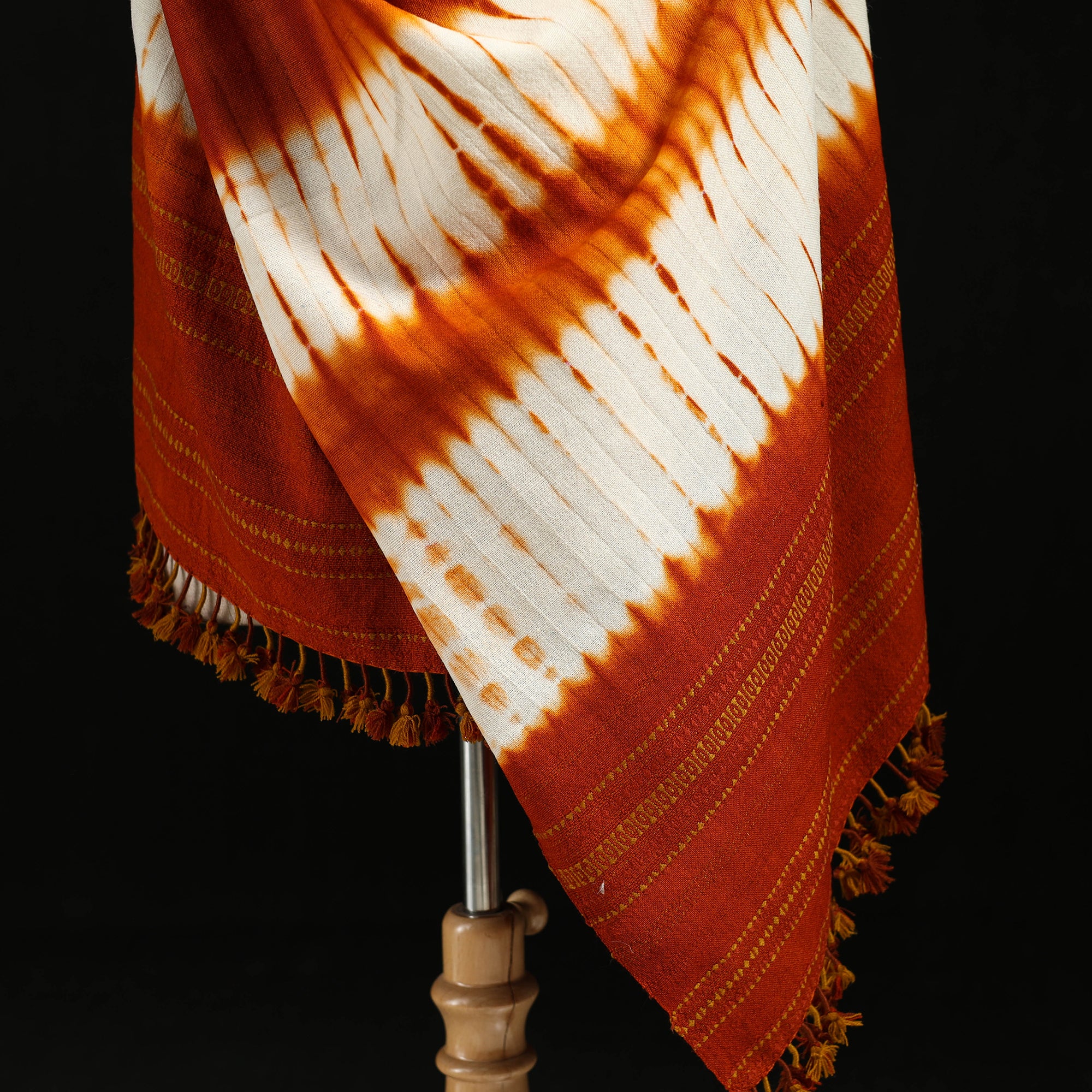 Yellow - Kutch Handwoven Bandhani Merino Wool Shawl 28 - Image 3