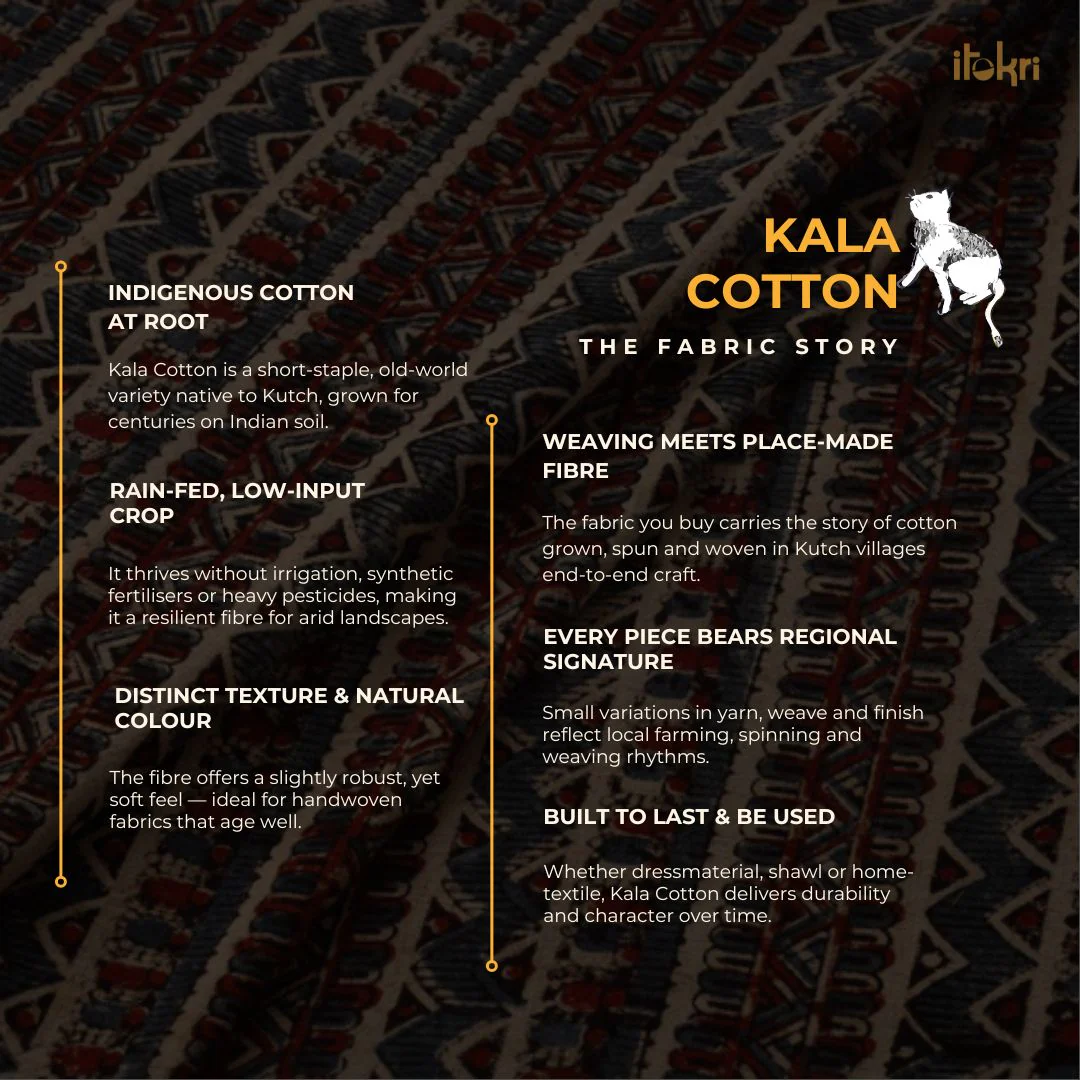 Brown - Kutch Organic Kala Cotton Handwoven Fabric 03 - Image 5