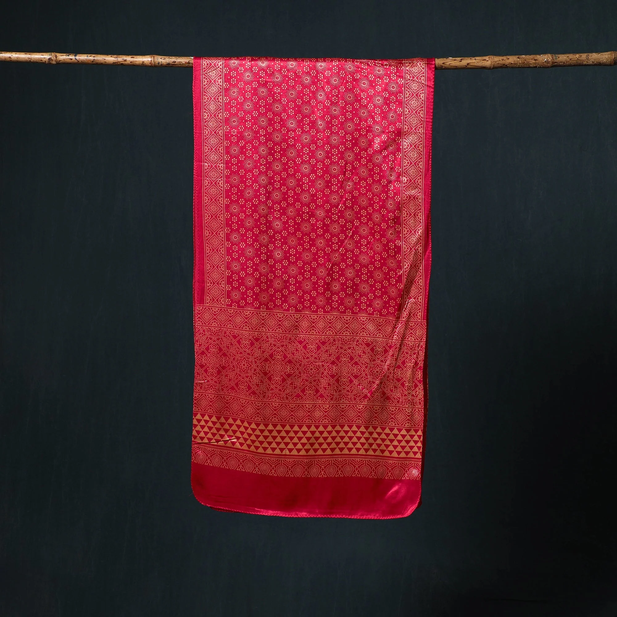 Pink - Kutch Printed Mashru Silk Stole 20 - Image 3
