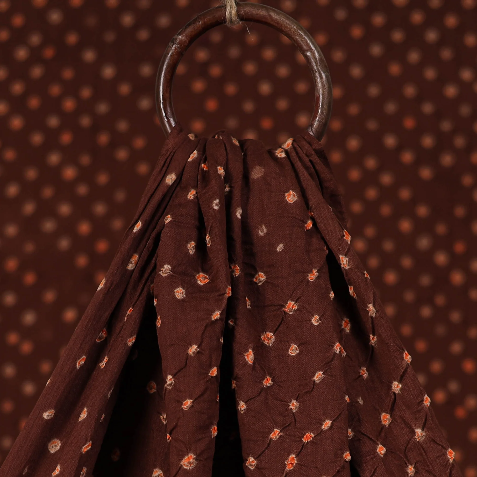 Brown - Kutch Tie-Dye Bandhani Cotton Fabric 04 - Image 3