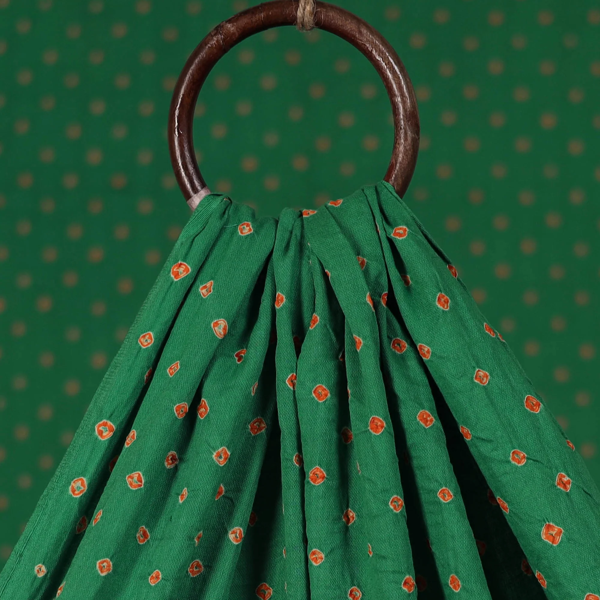 Green - Kutch Tie-Dye Bandhani Cotton Fabric 06 - Image 3