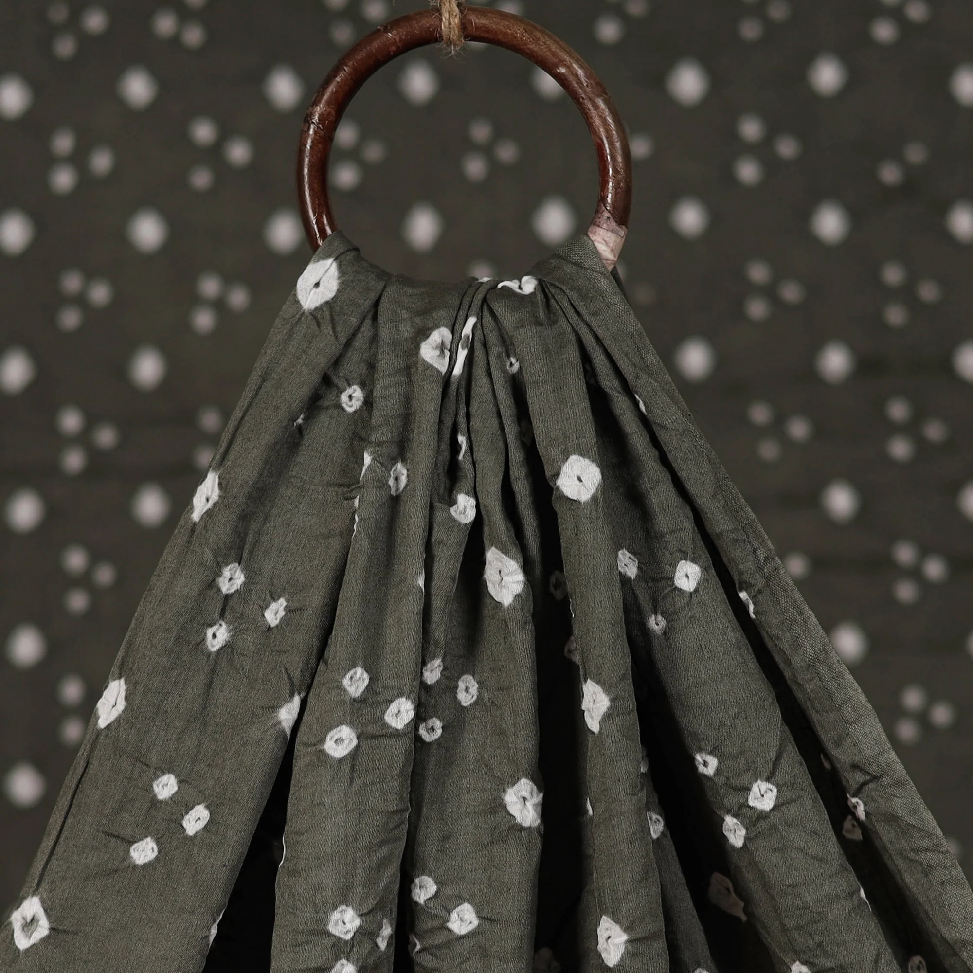 Beige - Grey - Kutch Tie-Dye Bandhani Cotton Fabric 20 - Image 3