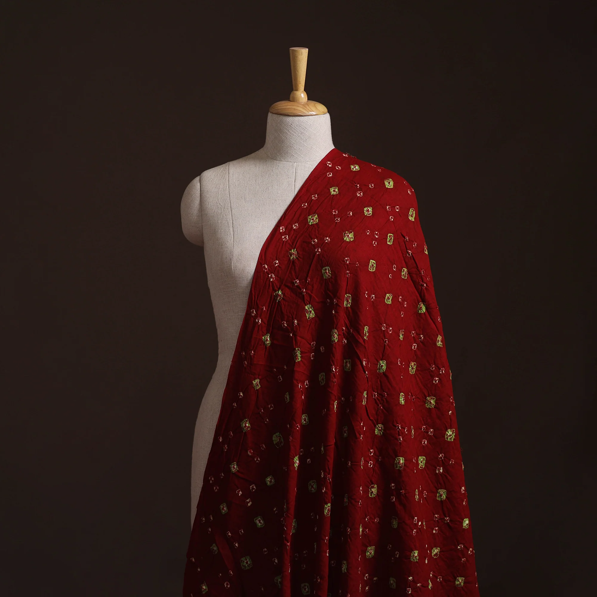 Red - Kutch Tie-Dye Bandhani Cotton Fabric 22 - Image 2